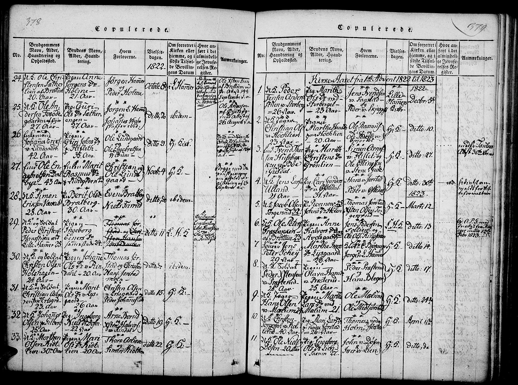 Fåberg prestekontor, AV/SAH-PREST-086/H/Ha/Haa/L0003: Parish register (official) no. 3, 1818-1833, p. 378-379