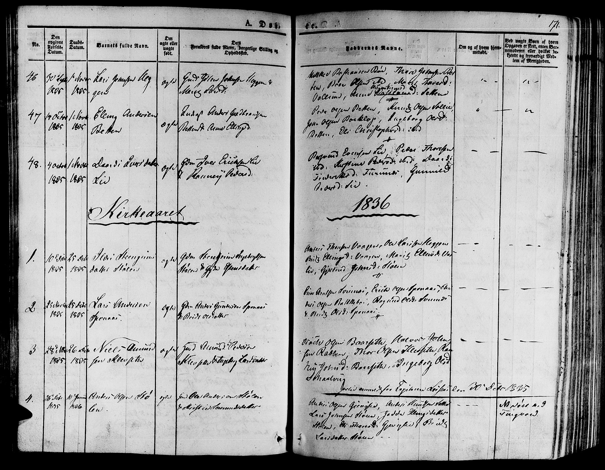 Ministerialprotokoller, klokkerbøker og fødselsregistre - Møre og Romsdal, AV/SAT-A-1454/592/L1025: Parish register (official) no. 592A03 /2, 1831-1849, p. 171