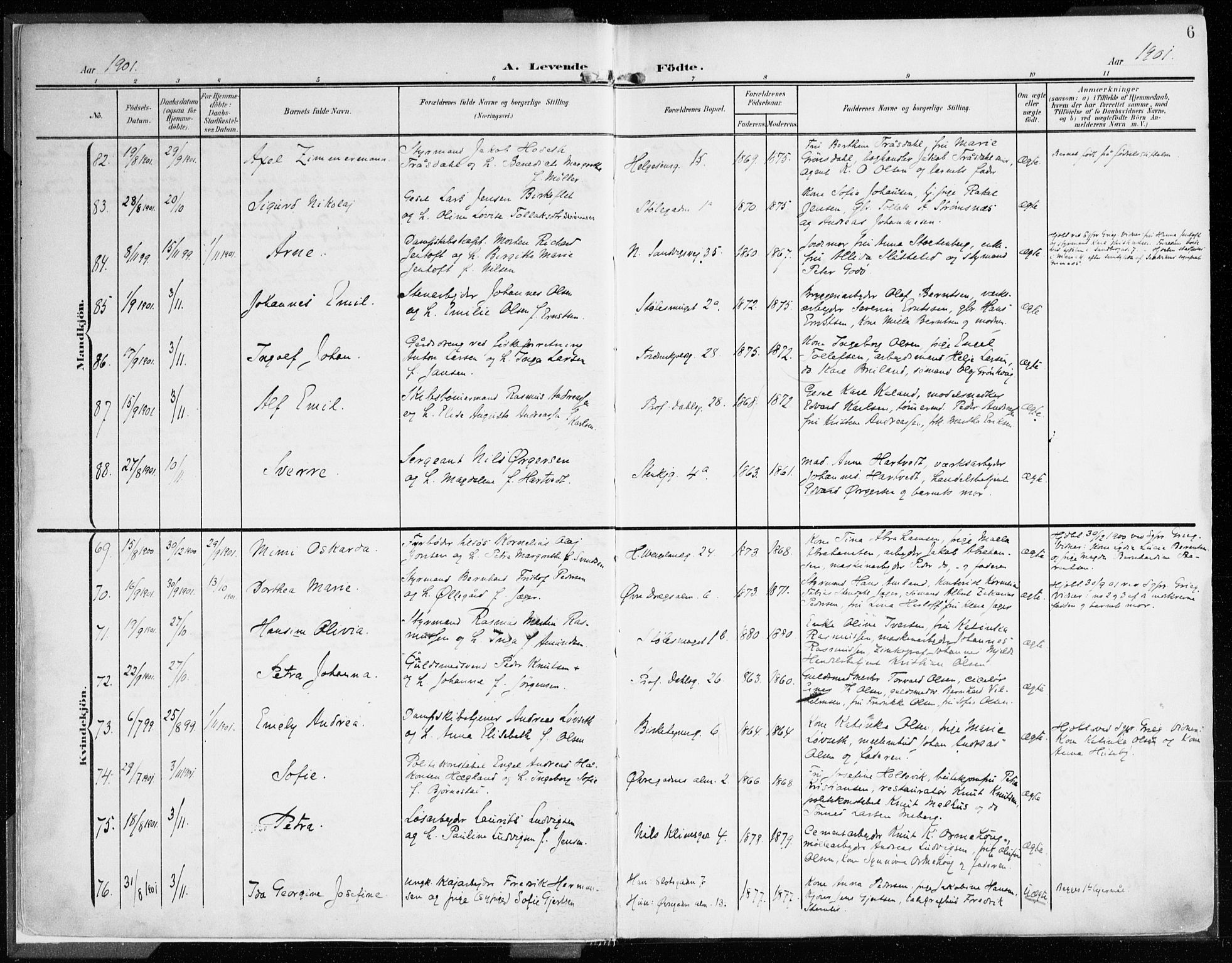 Mariakirken Sokneprestembete, SAB/A-76901/H/Haa/L0010: Parish register (official) no. B 1, 1901-1915, p. 6