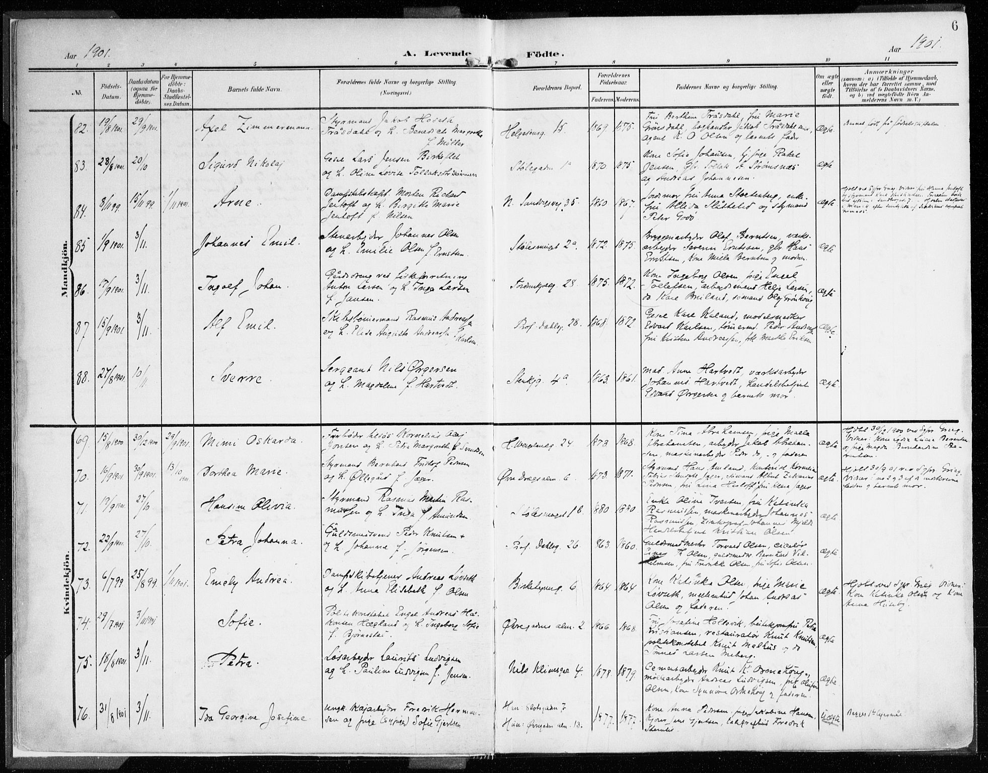 Mariakirken Sokneprestembete, AV/SAB-A-76901/H/Haa/L0010: Parish register (official) no. B 1, 1901-1915, p. 6