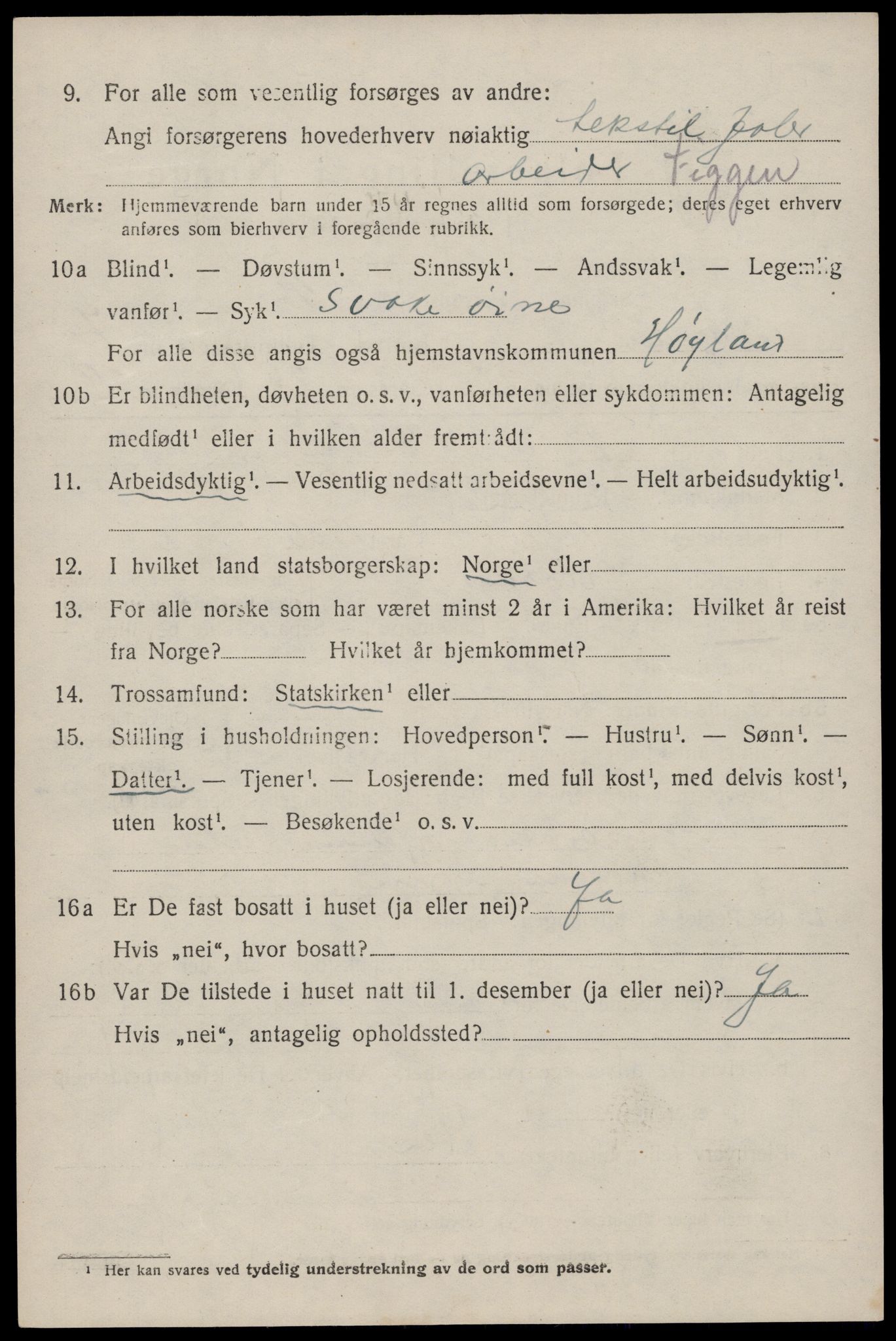 SAST, 1920 census for Høyland, 1920, p. 4845