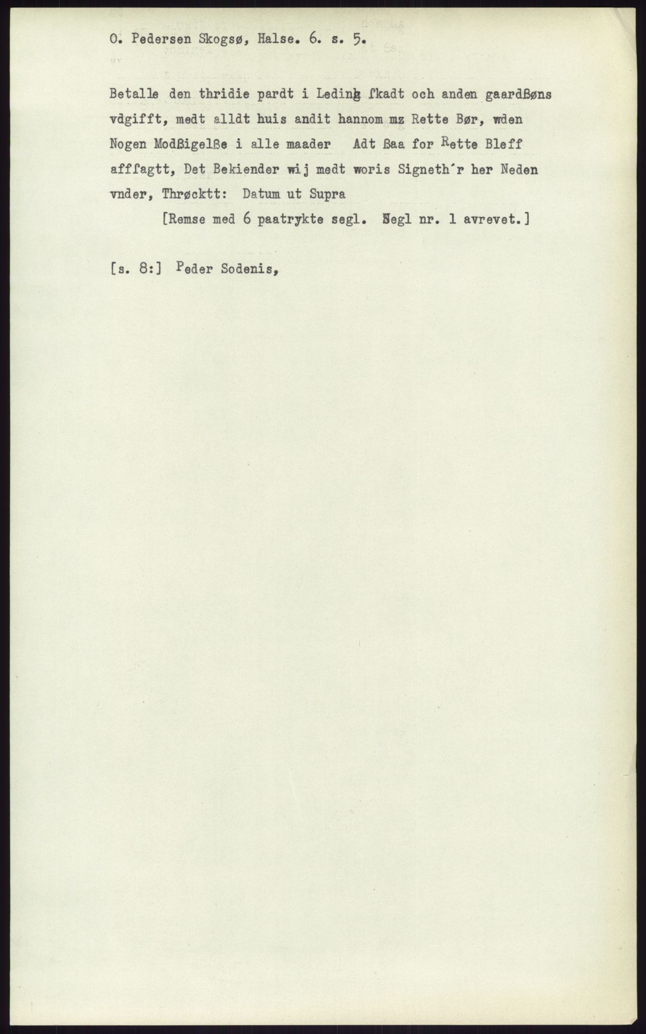 Samlinger til kildeutgivelse, Diplomavskriftsamlingen, RA/EA-4053/H/Ha, p. 2854