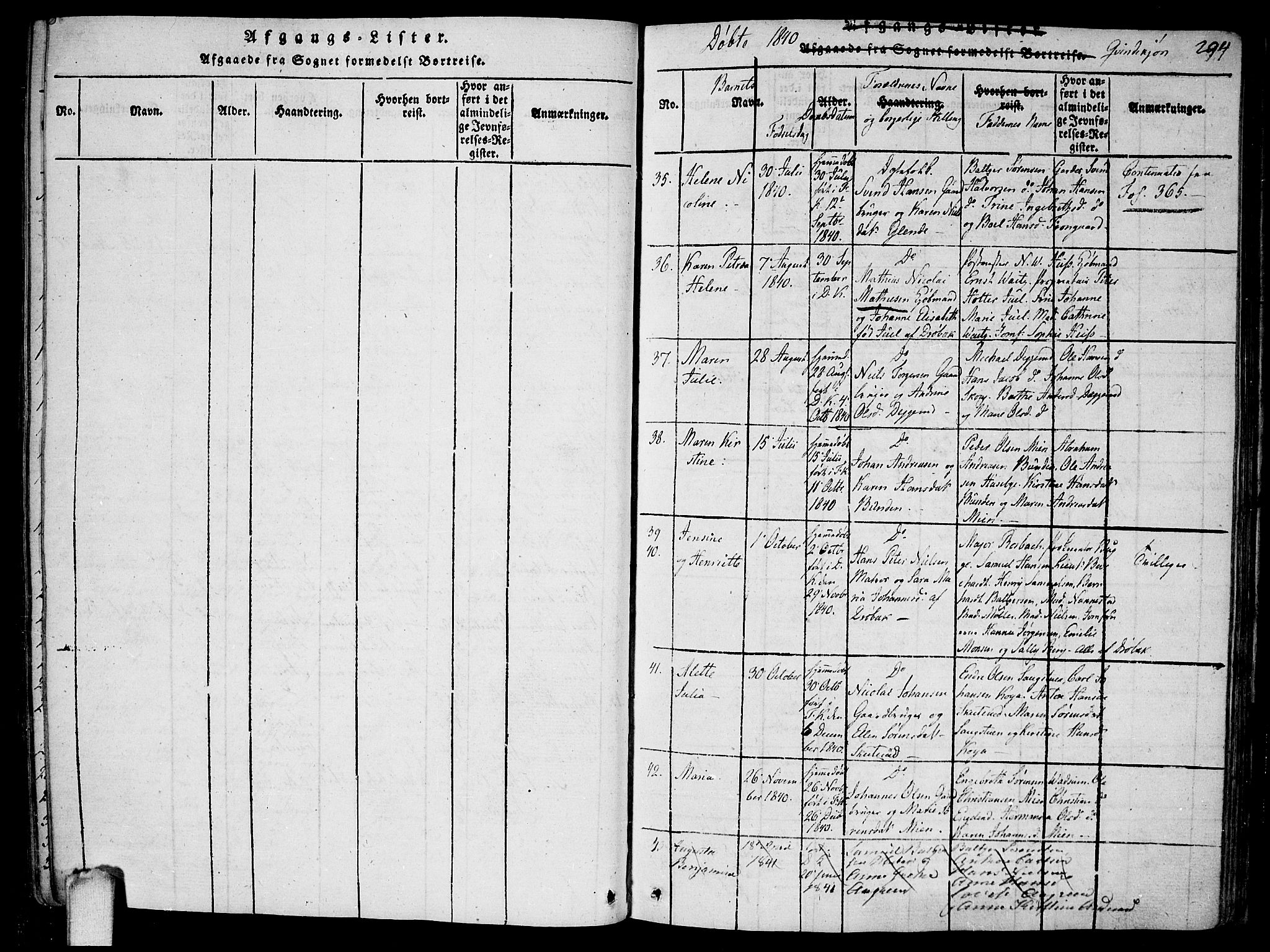 Drøbak prestekontor Kirkebøker, SAO/A-10142a/F/Fa/L0001: Parish register (official) no. I 1, 1816-1842, p. 294