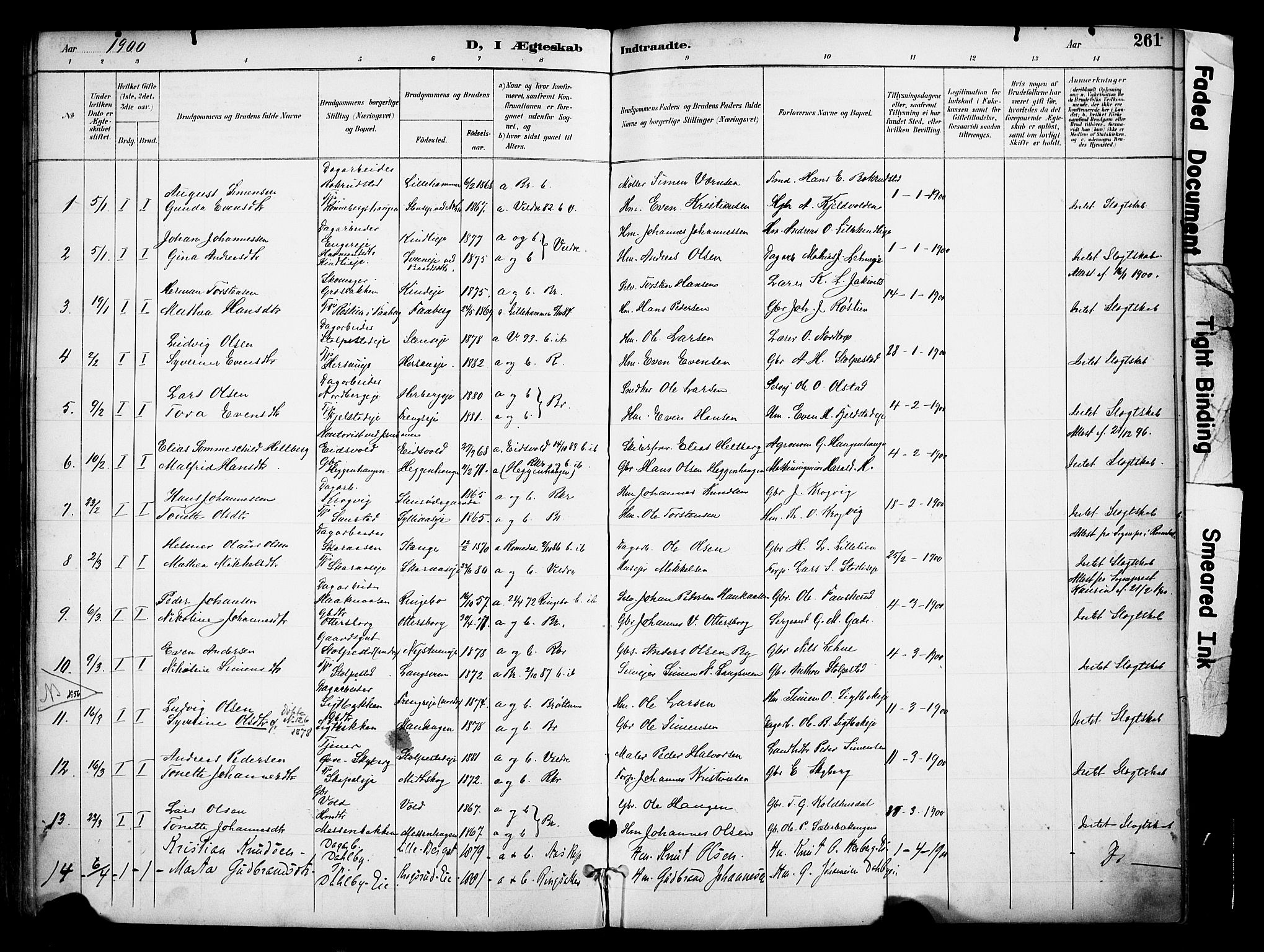 Ringsaker prestekontor, AV/SAH-PREST-014/K/Ka/L0017: Parish register (official) no. 17, 1891-1902, p. 261