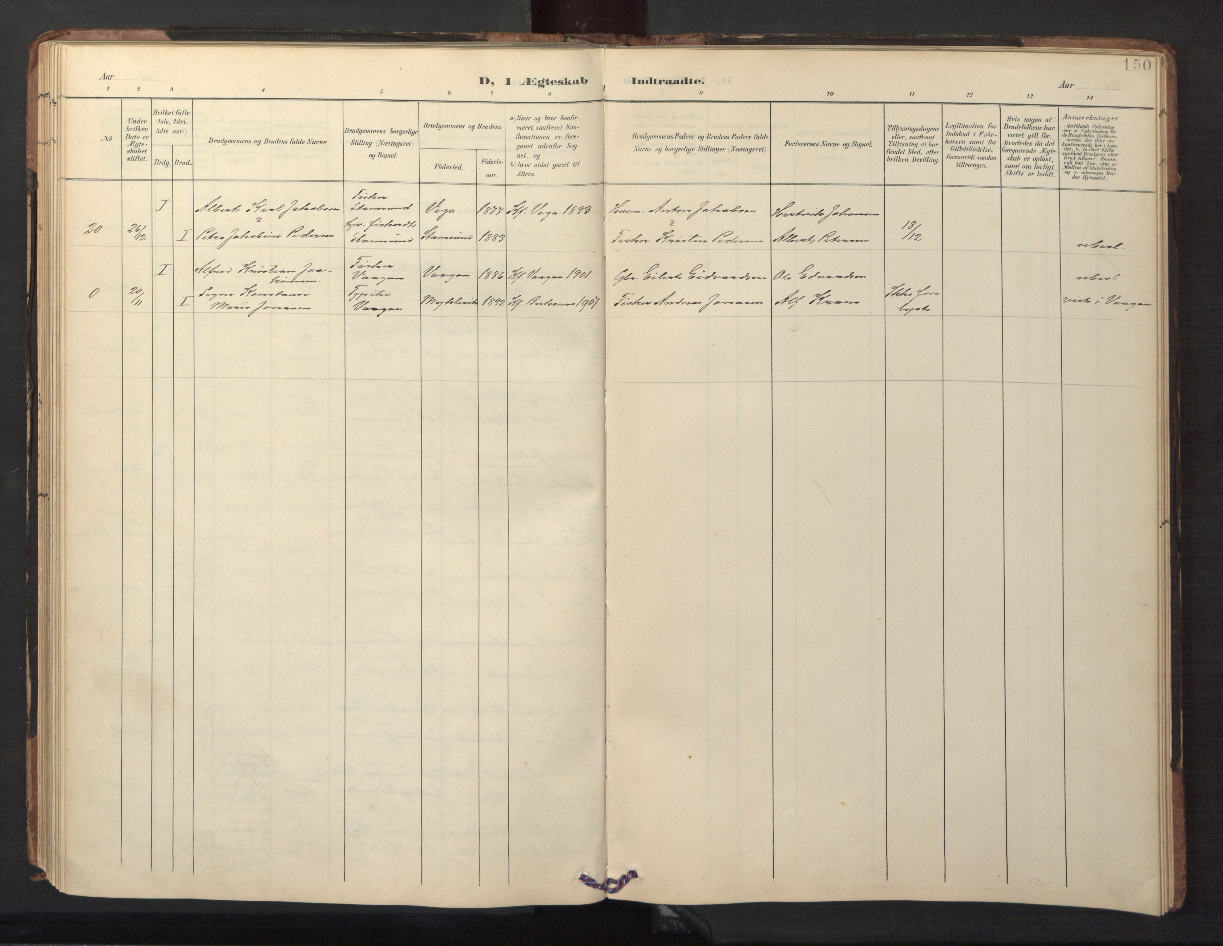 Ministerialprotokoller, klokkerbøker og fødselsregistre - Nordland, AV/SAT-A-1459/882/L1185: Parish register (copy) no. 882C03, 1898-1910, p. 150