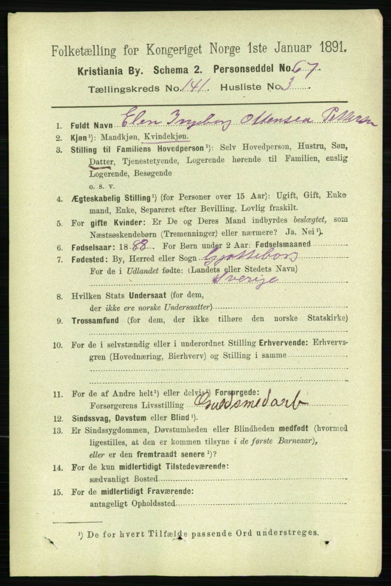 RA, 1891 census for 0301 Kristiania, 1891, p. 78146