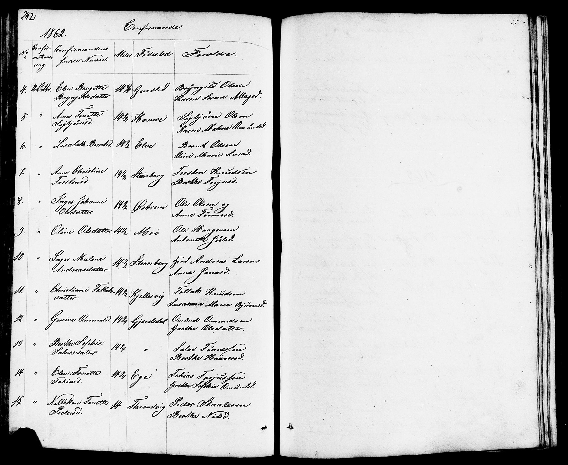 Lund sokneprestkontor, AV/SAST-A-101809/S07/L0003: Parish register (copy) no. B 3, 1848-1885, p. 242