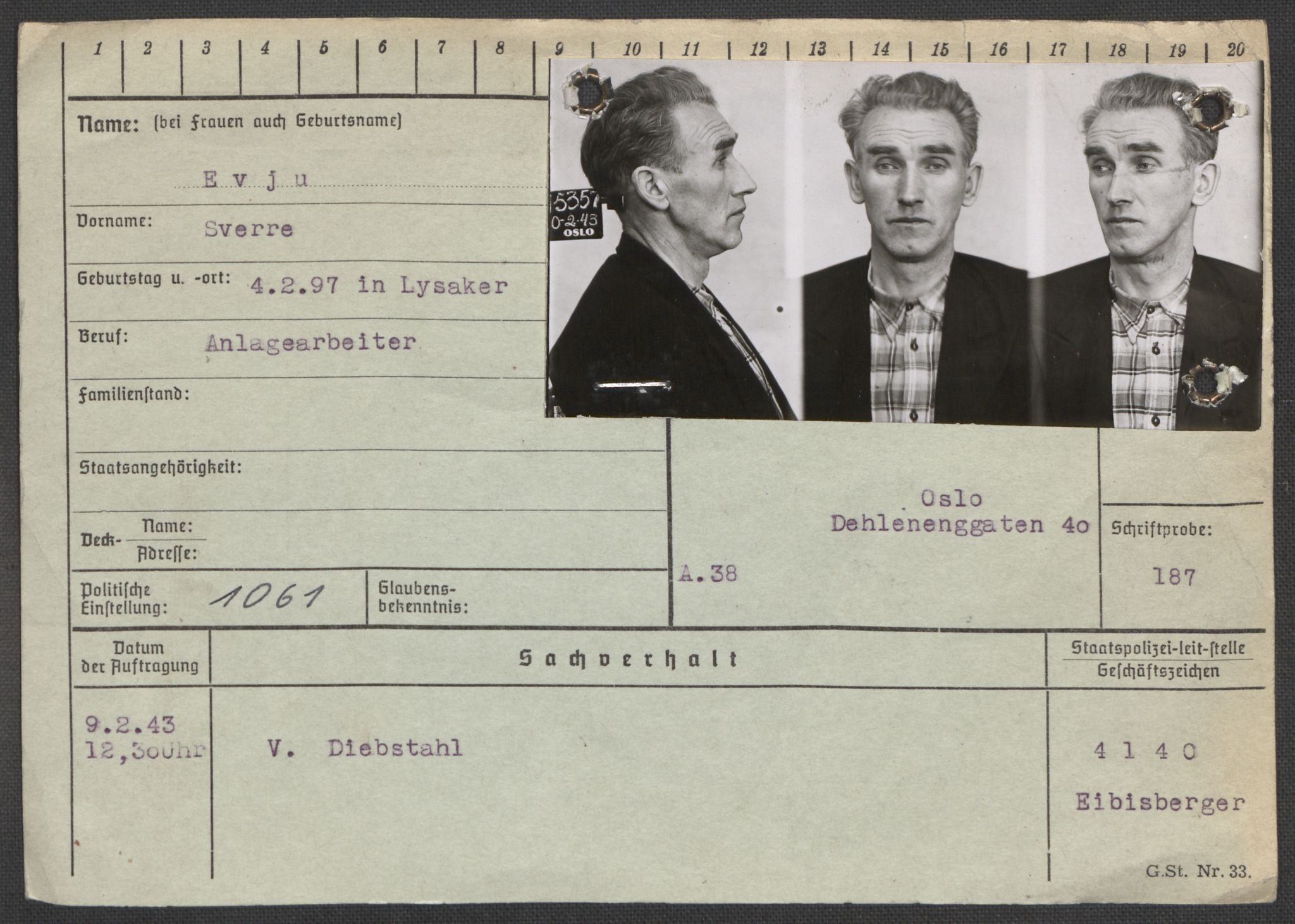 Befehlshaber der Sicherheitspolizei und des SD, RA/RAFA-5969/E/Ea/Eaa/L0003: Register over norske fanger i Møllergata 19: Eng-Hag, 1940-1945, p. 226