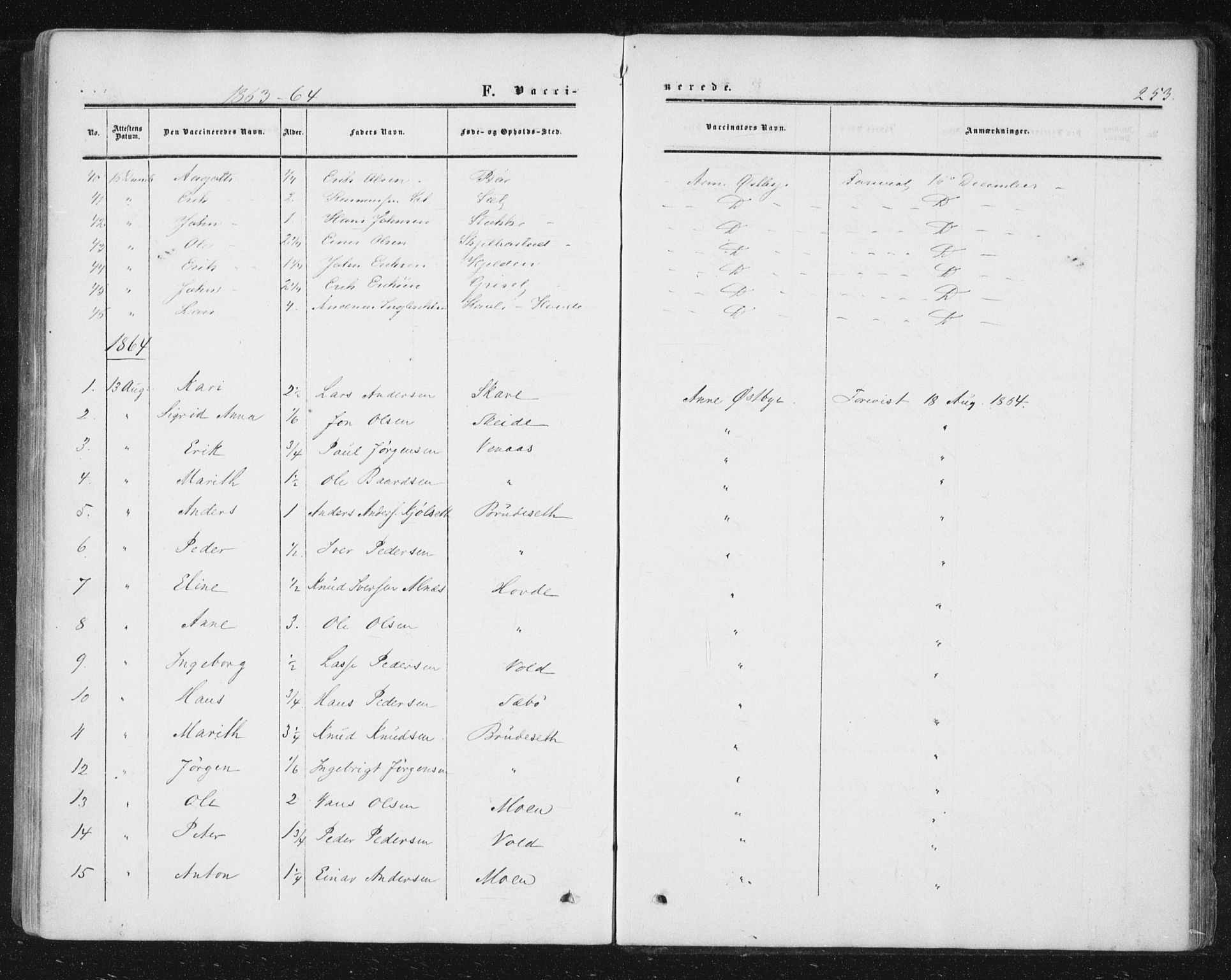 Ministerialprotokoller, klokkerbøker og fødselsregistre - Møre og Romsdal, AV/SAT-A-1454/543/L0562: Parish register (official) no. 543A02, 1854-1884, p. 253