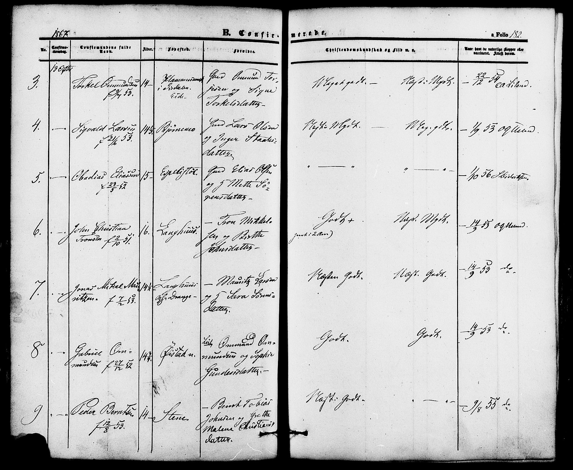 Lund sokneprestkontor, AV/SAST-A-101809/S06/L0010: Parish register (official) no. A 9, 1854-1886, p. 182