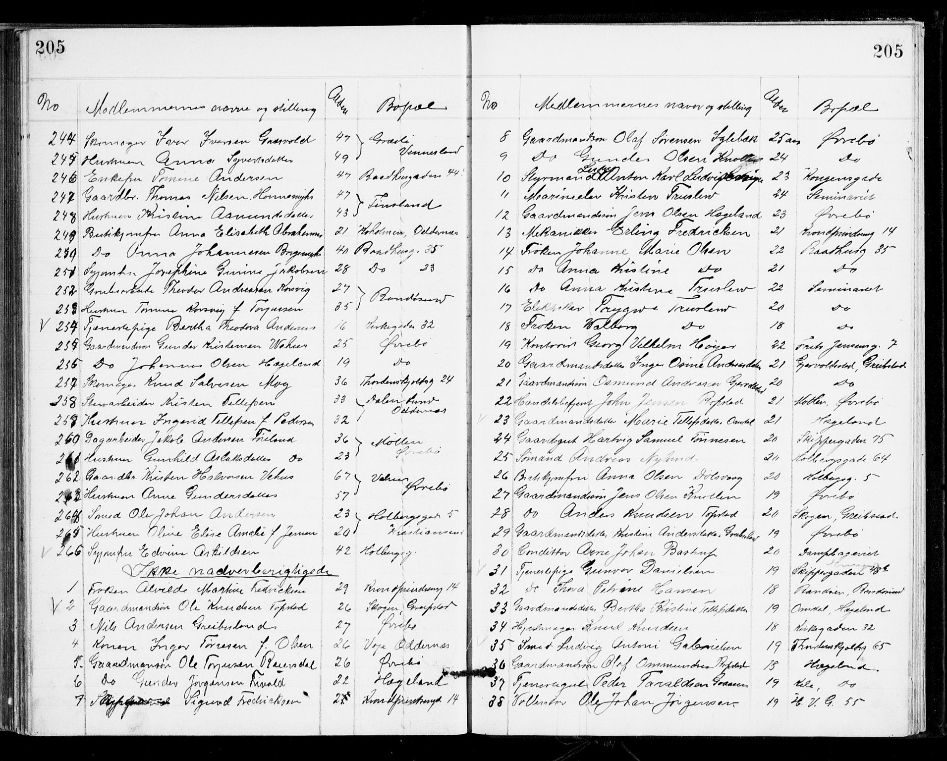 Den evangelisk-lutherske frikirke, Kristiansand, AV/SAK-1292-0017/F/Fa/L0002: Dissenter register no. F 10, 1889-1892, p. 205