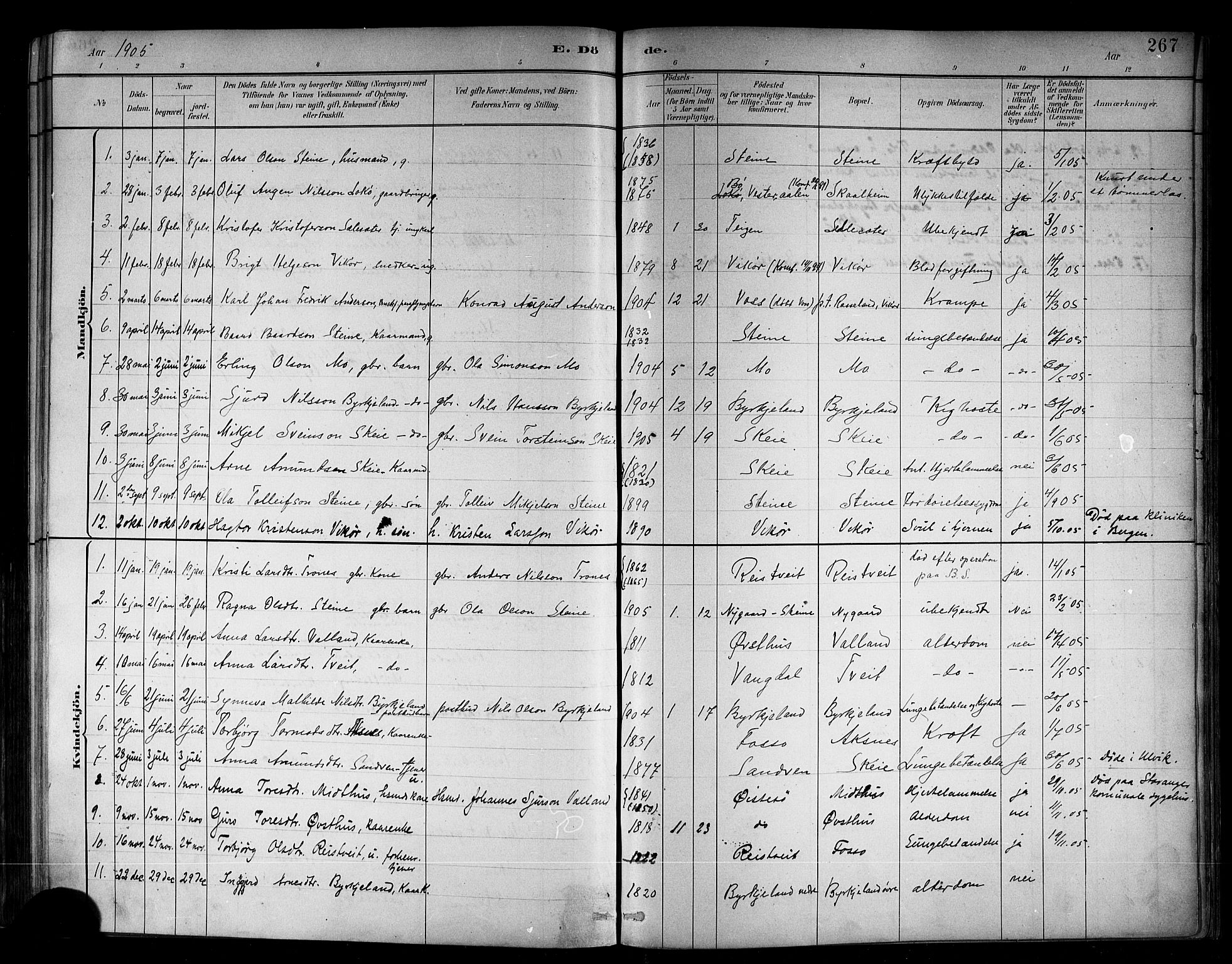 Kvam sokneprestembete, AV/SAB-A-76201/H/Hab: Parish register (copy) no. B 3, 1884-1916, p. 267