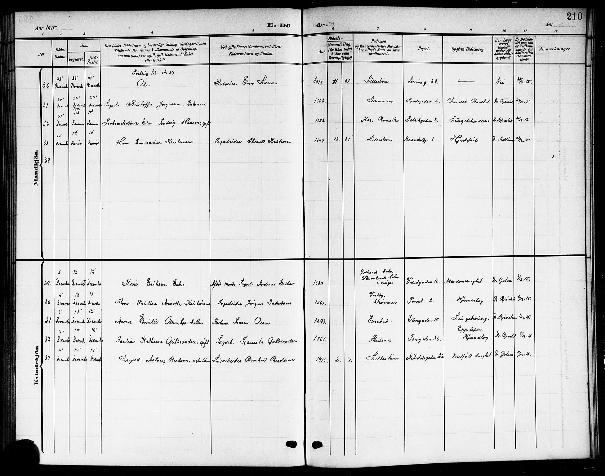 Skedsmo prestekontor Kirkebøker, SAO/A-10033a/G/Gc/L0001: Parish register (copy) no. III 1, 1908-1916, p. 210