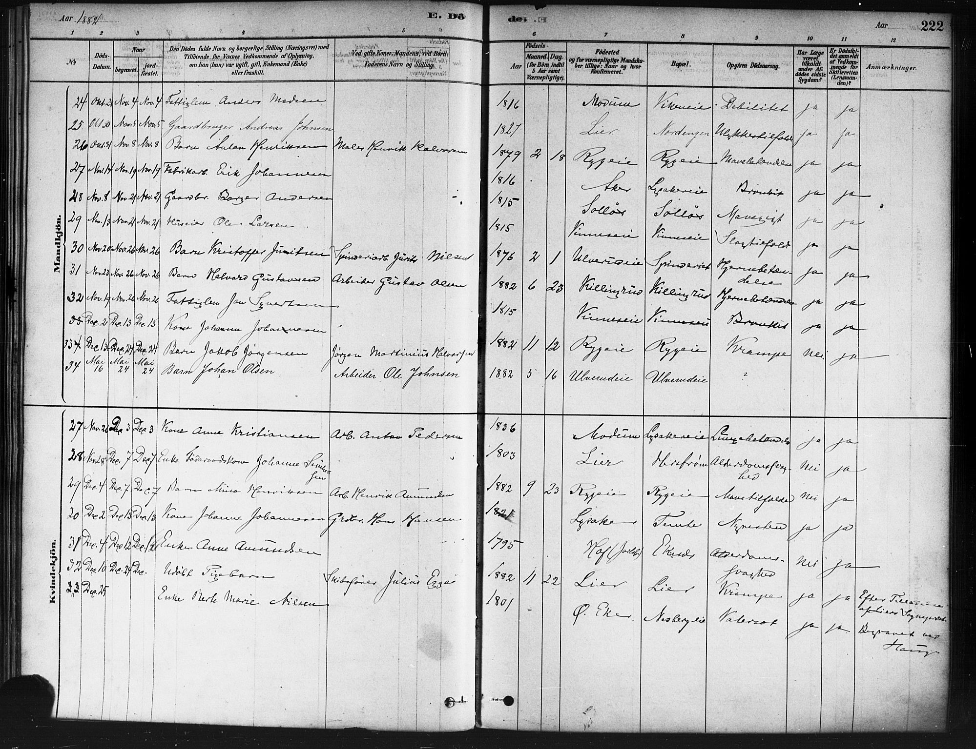 Nedre Eiker kirkebøker, SAKO/A-612/F/Fa/L0002: Parish register (official) no. 2, 1878-1885, p. 222