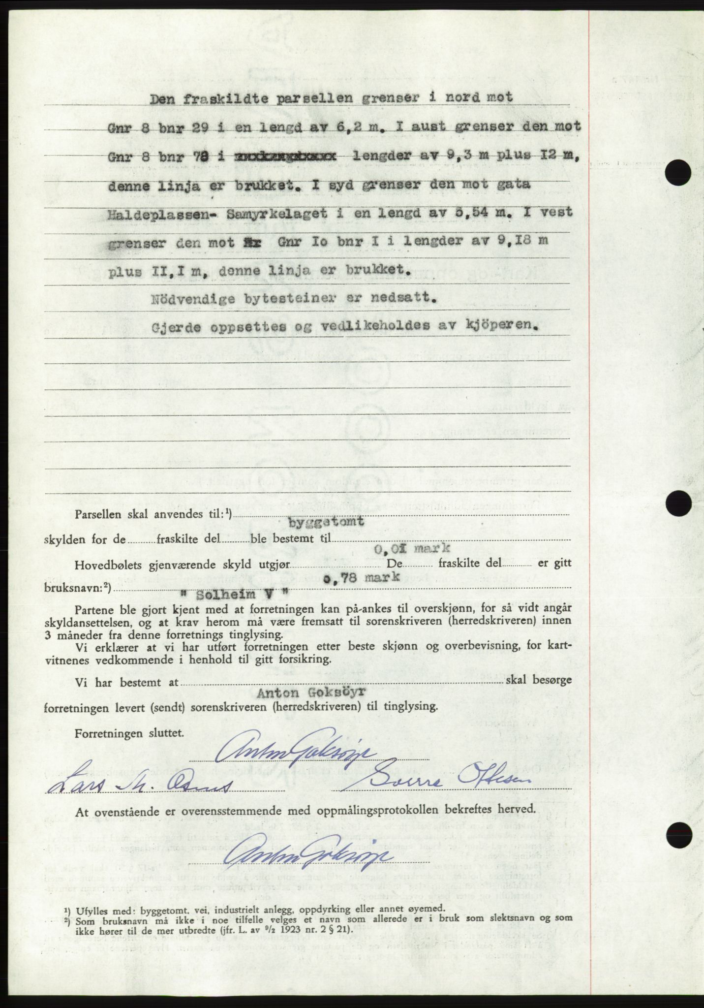 Søre Sunnmøre sorenskriveri, AV/SAT-A-4122/1/2/2C/L0105: Mortgage book no. 31A, 1956-1957, Diary no: : 170/1957