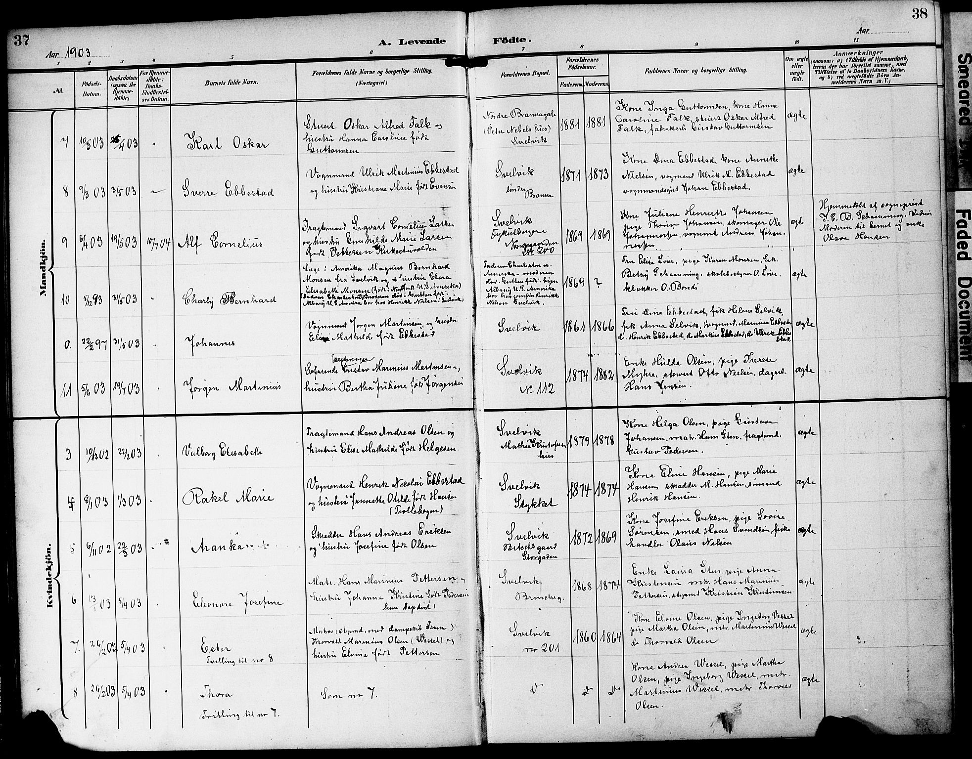 Strømm kirkebøker, AV/SAKO-A-322/G/Gb/L0002: Parish register (copy) no. II 2, 1897-1928, p. 37-38