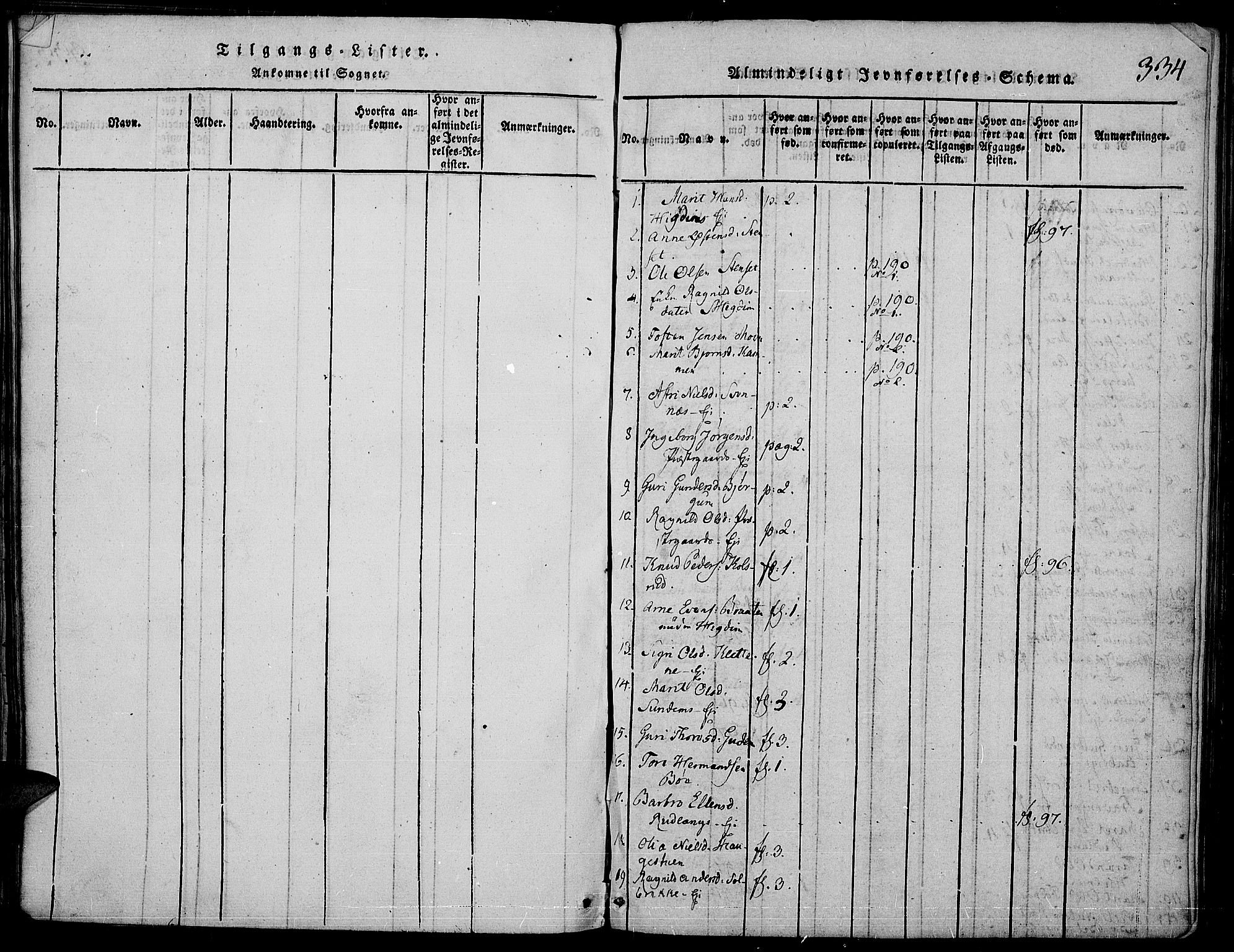 Nord-Aurdal prestekontor, SAH/PREST-132/H/Ha/Haa/L0002: Parish register (official) no. 2, 1816-1828, p. 334