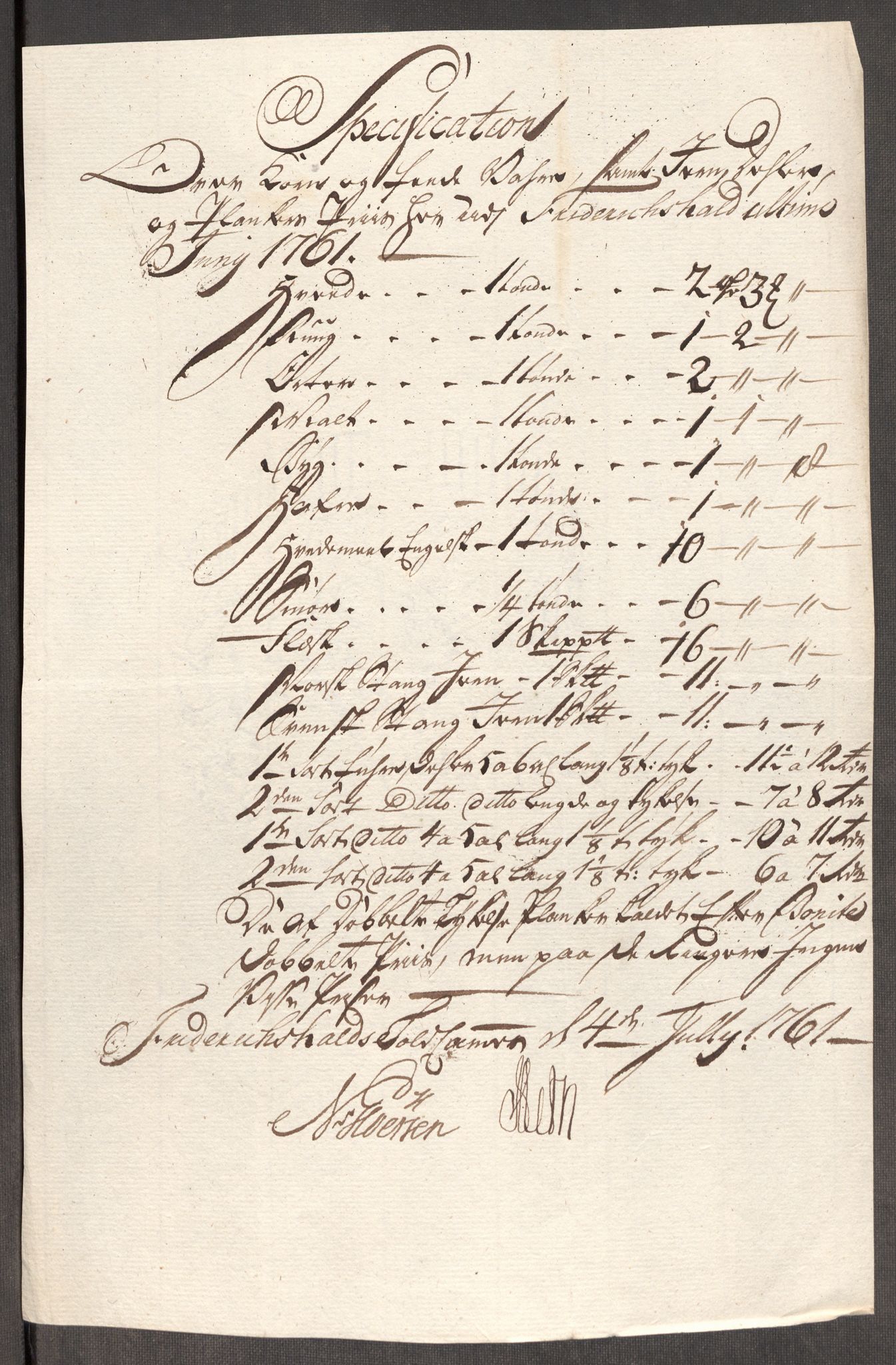 Rentekammeret inntil 1814, Realistisk ordnet avdeling, AV/RA-EA-4070/Oe/L0007: [Ø1]: Priskuranter, 1761-1763, p. 16