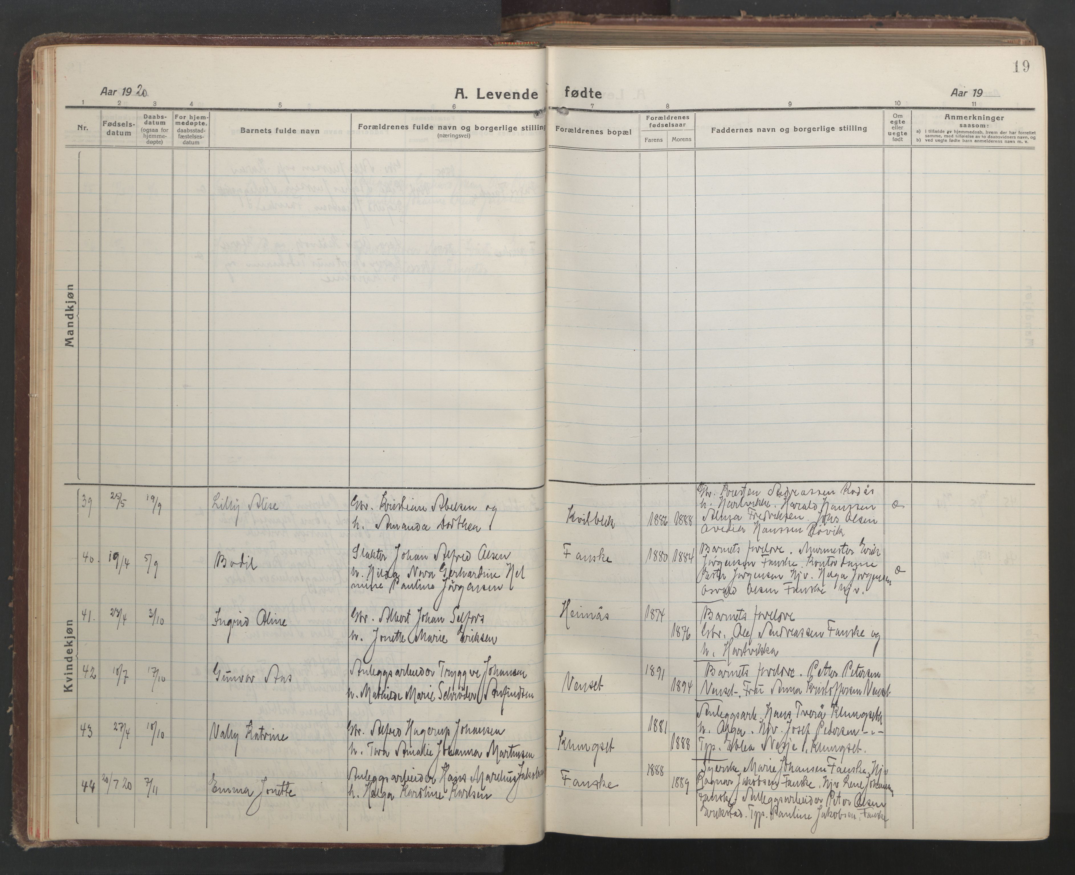 Ministerialprotokoller, klokkerbøker og fødselsregistre - Nordland, AV/SAT-A-1459/849/L0700: Parish register (copy) no. 849C01, 1919-1946, p. 19