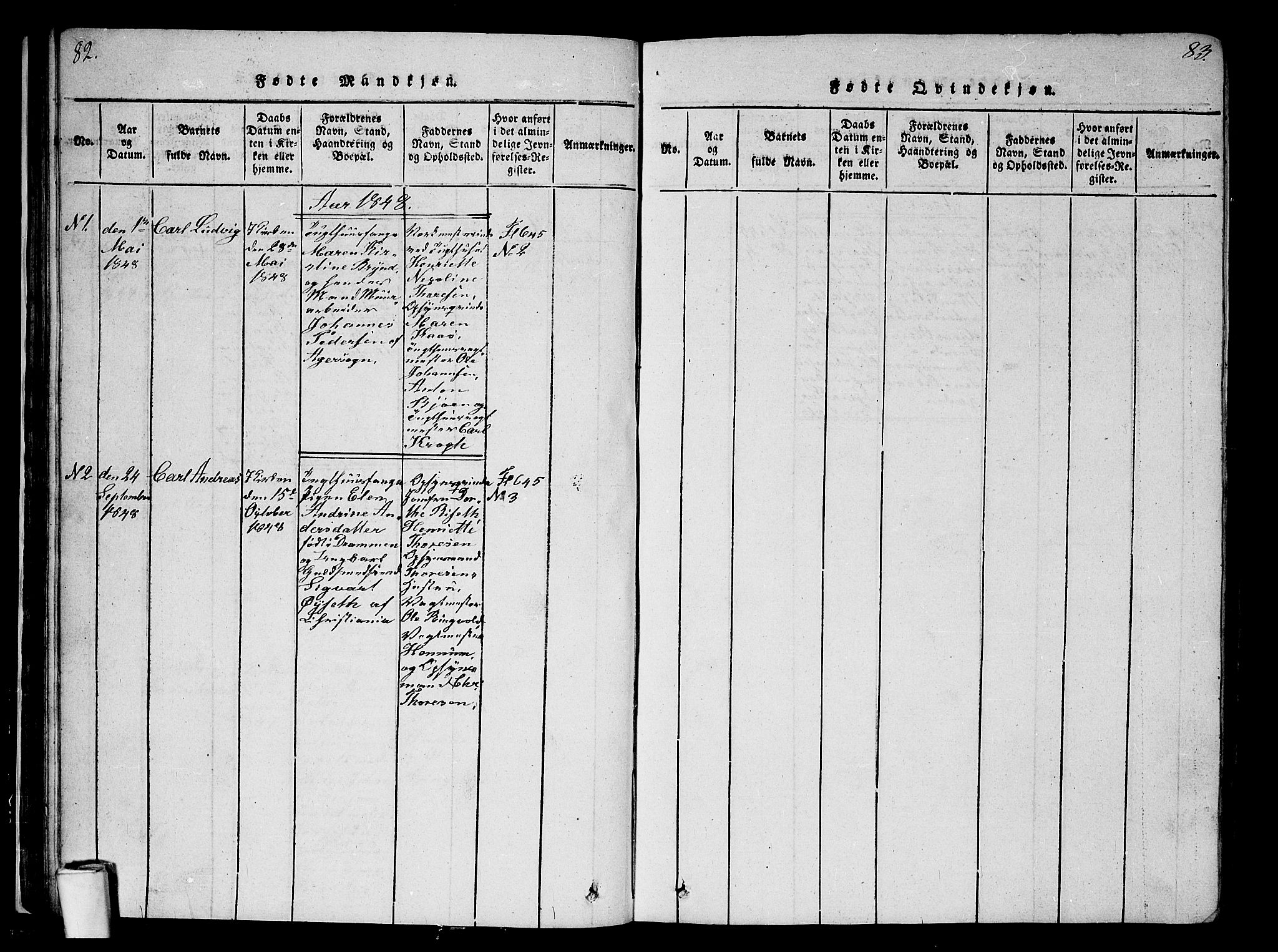 Kristiania tukthusprest Kirkebøker, AV/SAO-A-10881/G/Ga/L0001: Parish register (copy) no. 1, 1818-1857, p. 82-83