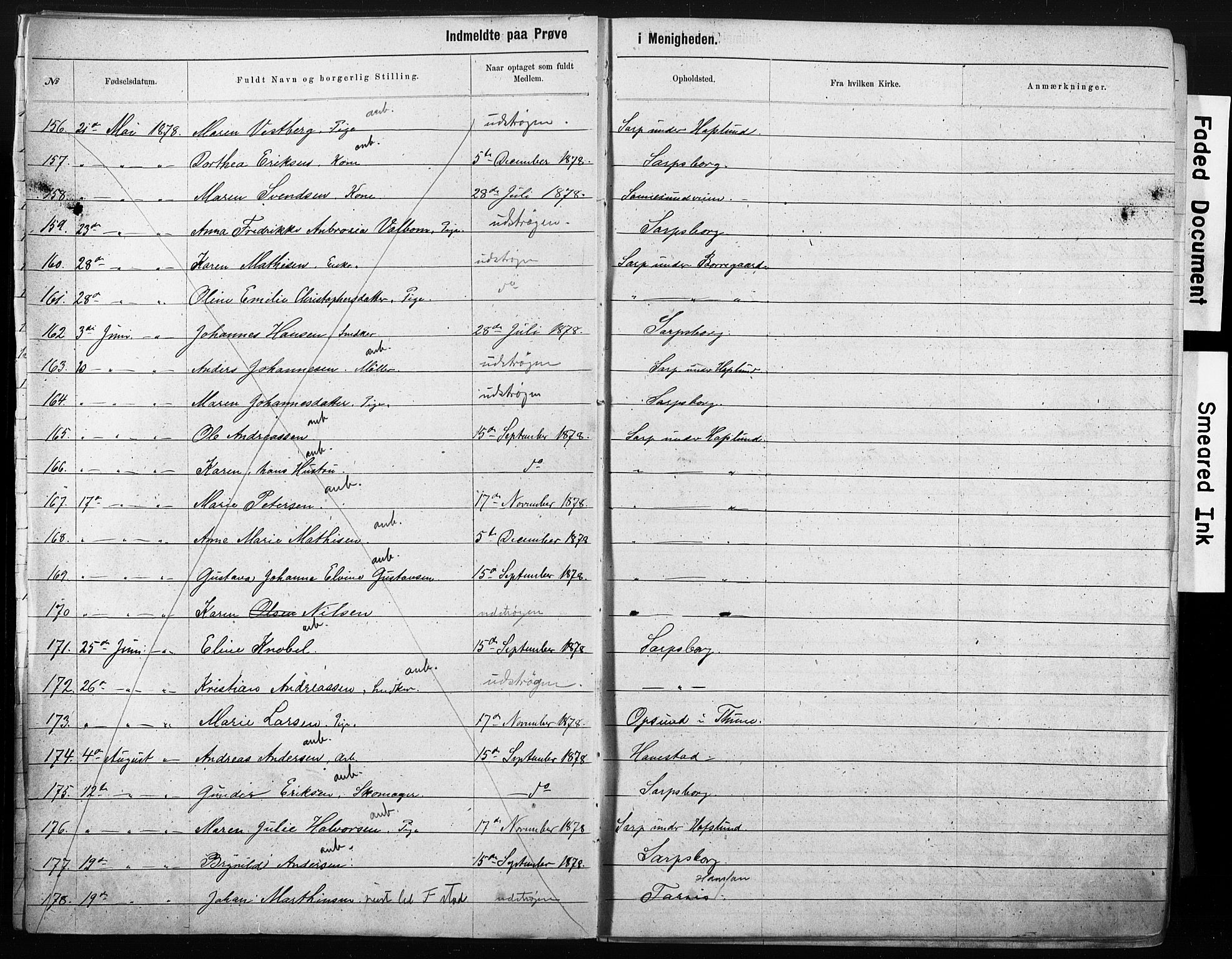 Sarpsborg metodistkirke, AV/SAO-PAO-0233/A/L0003: Dissenter register no. 3, 1856-1893