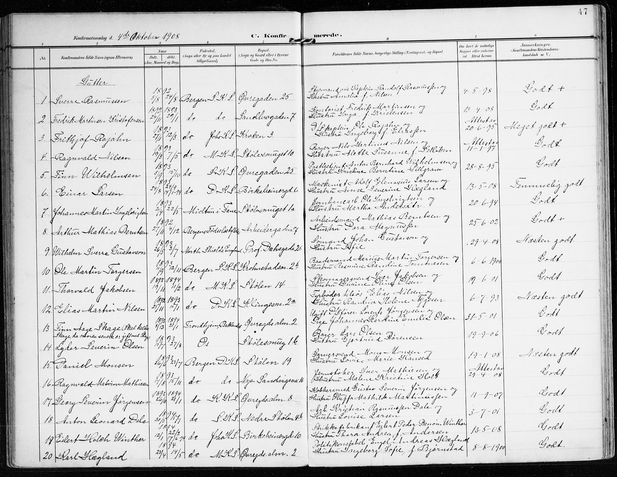 Mariakirken Sokneprestembete, AV/SAB-A-76901/H/Haa/L0014: Parish register (official) no. C 2, 1900-1916, p. 47