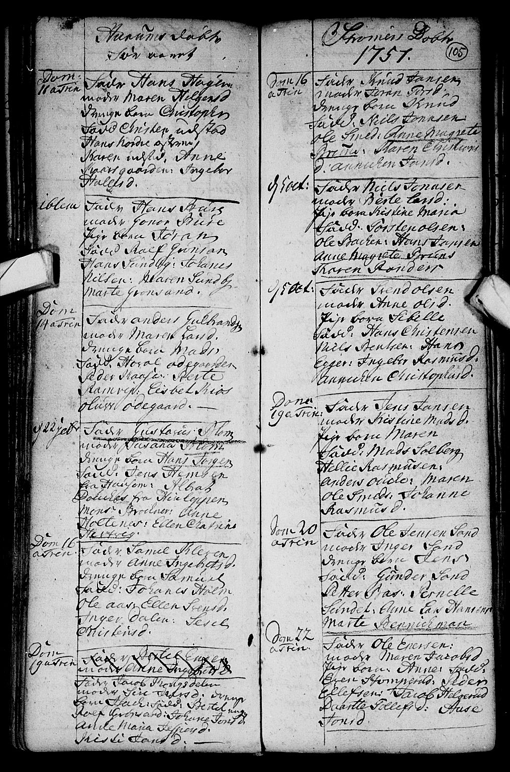 Hurum kirkebøker, AV/SAKO-A-229/F/Fa/L0002: Parish register (official) no. 2, 1733-1757, p. 105