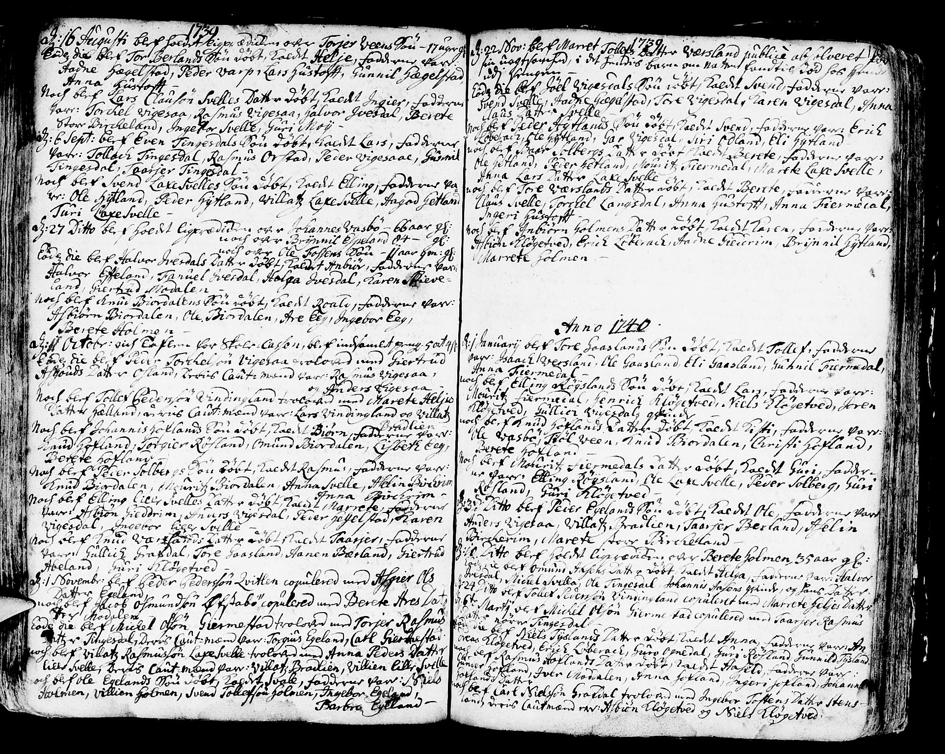 Helleland sokneprestkontor, SAST/A-101810: Parish register (official) no. A 1 /2, 1713-1761, p. 170