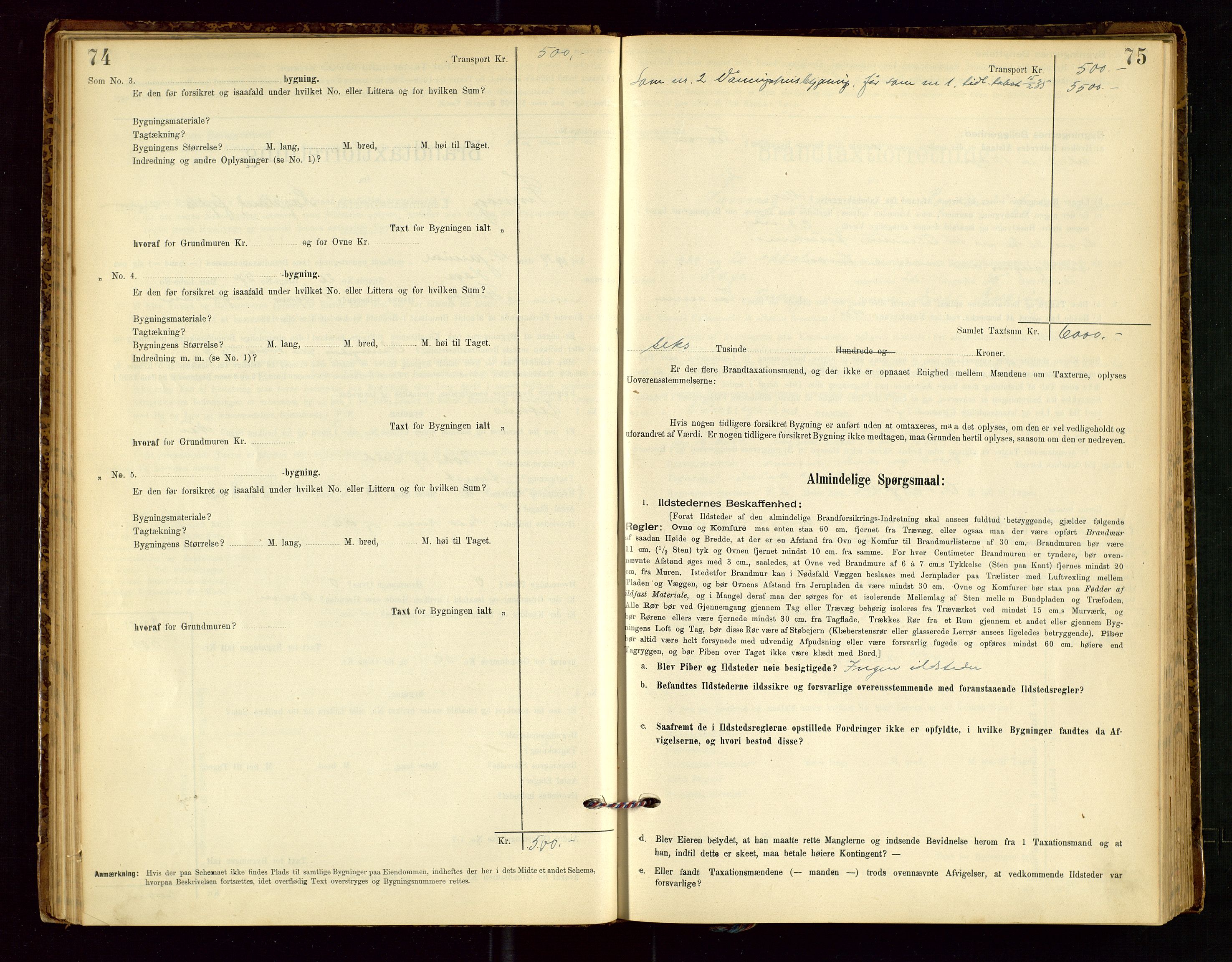 Finnøy lensmannskontor, AV/SAST-A-100442/Goa/L0003: Branntakstprotokoll - skjemaprotokoll, 1896-1954, p. 74-75