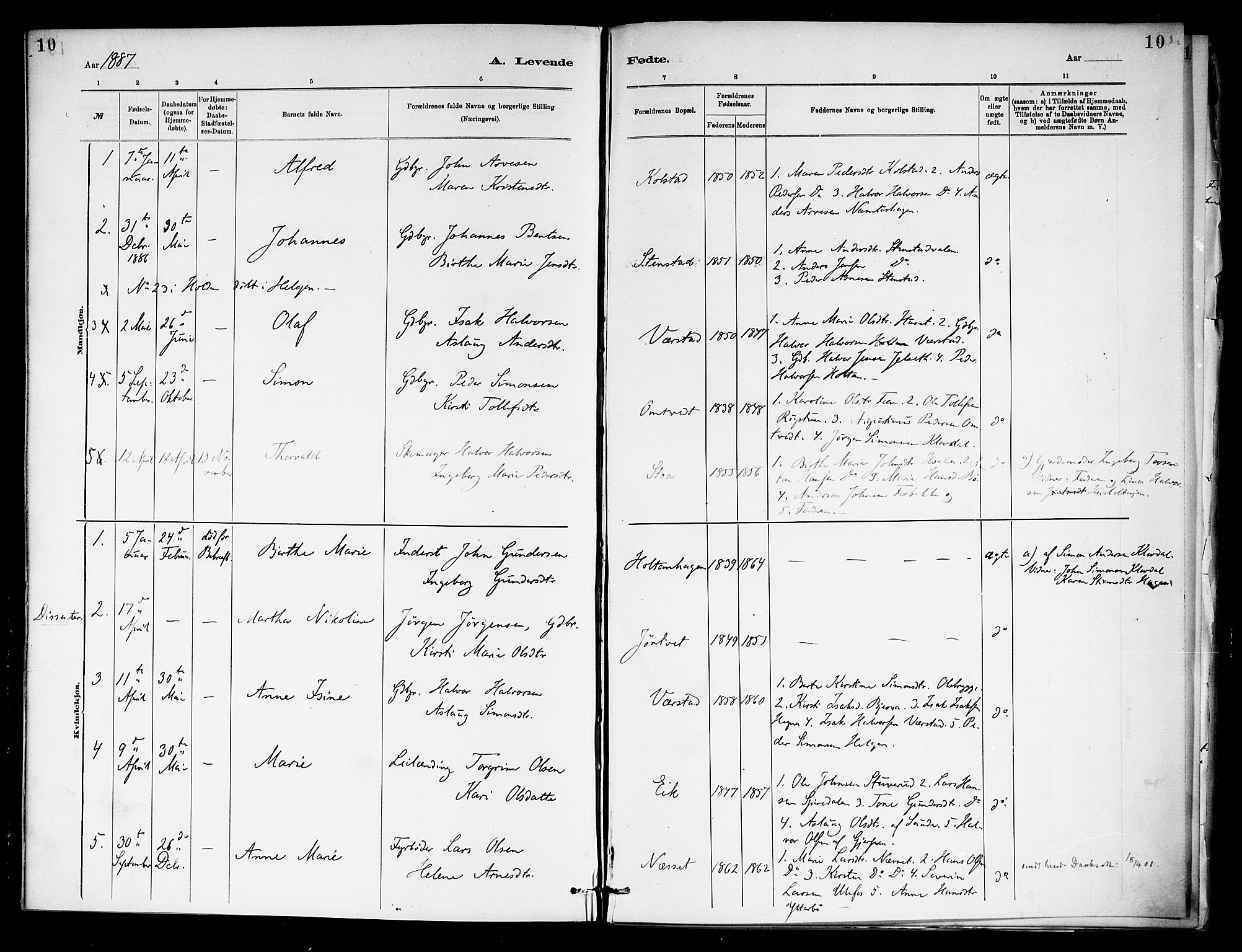 Holla kirkebøker, SAKO/A-272/F/Fa/L0009: Parish register (official) no. 9, 1881-1897, p. 10
