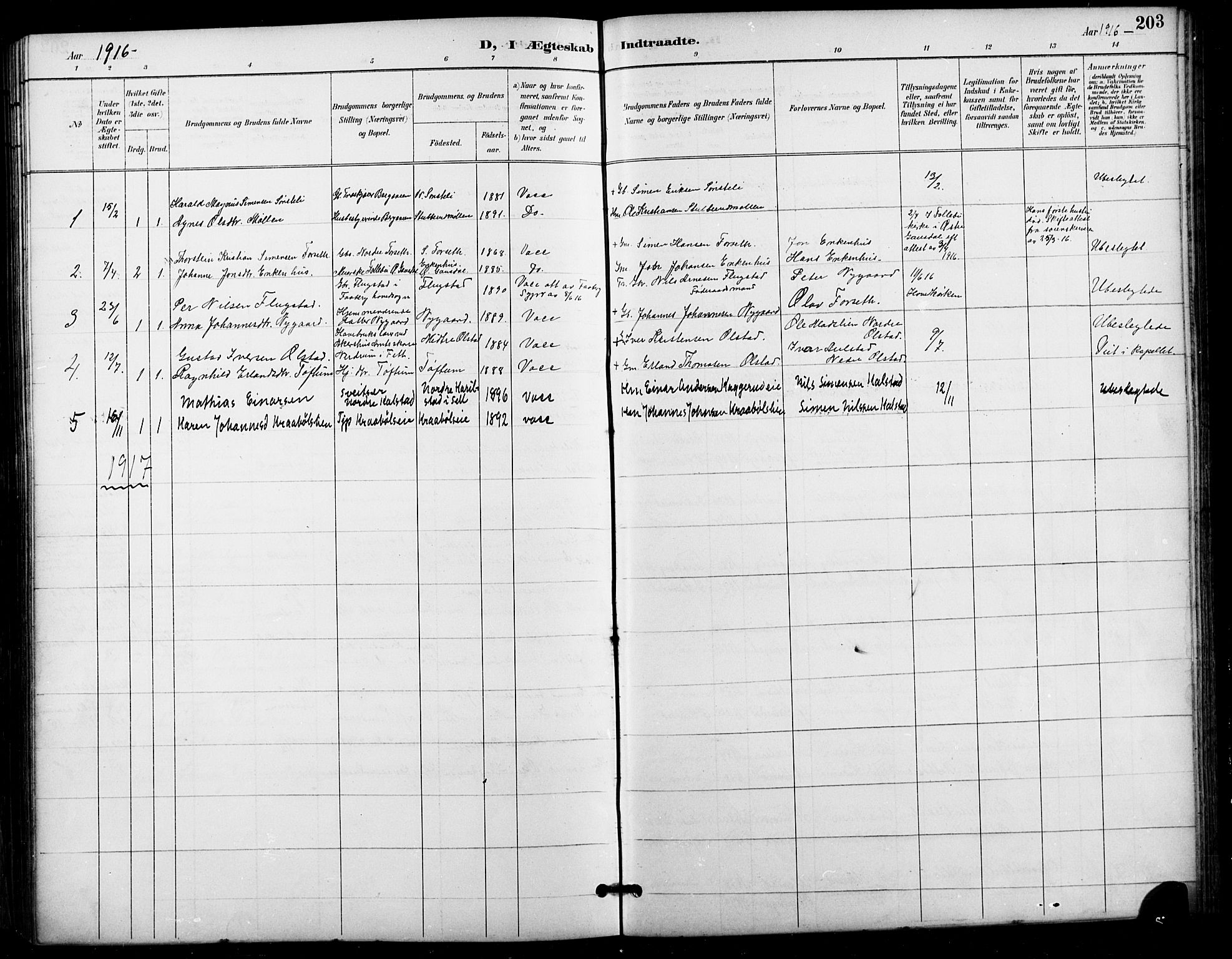Vestre Gausdal prestekontor, SAH/PREST-094/H/Ha/Hab/L0003: Parish register (copy) no. 3, 1896-1925, p. 203
