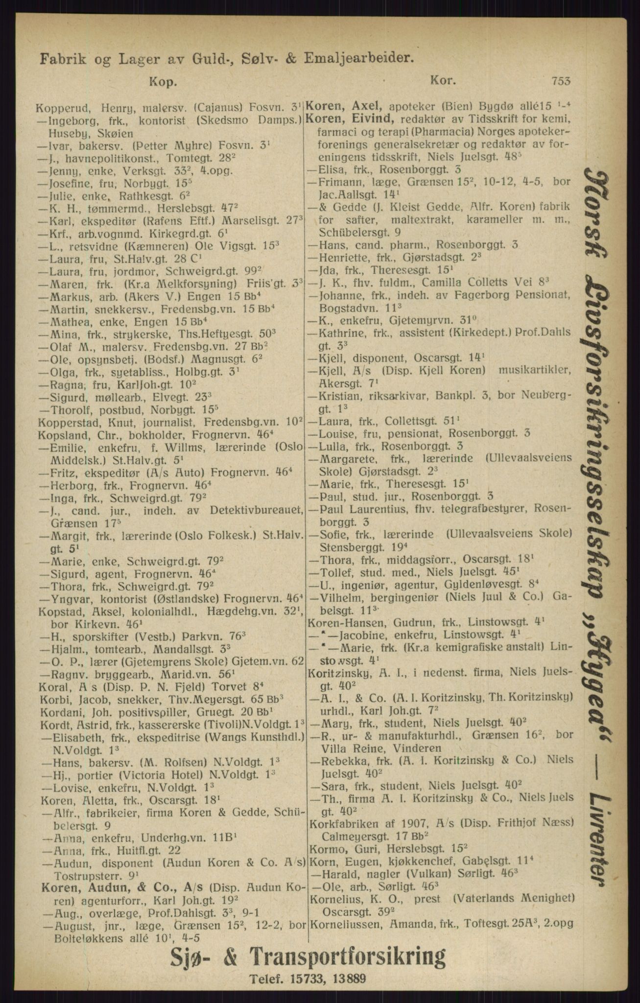 Kristiania/Oslo adressebok, PUBL/-, 1916, p. 753