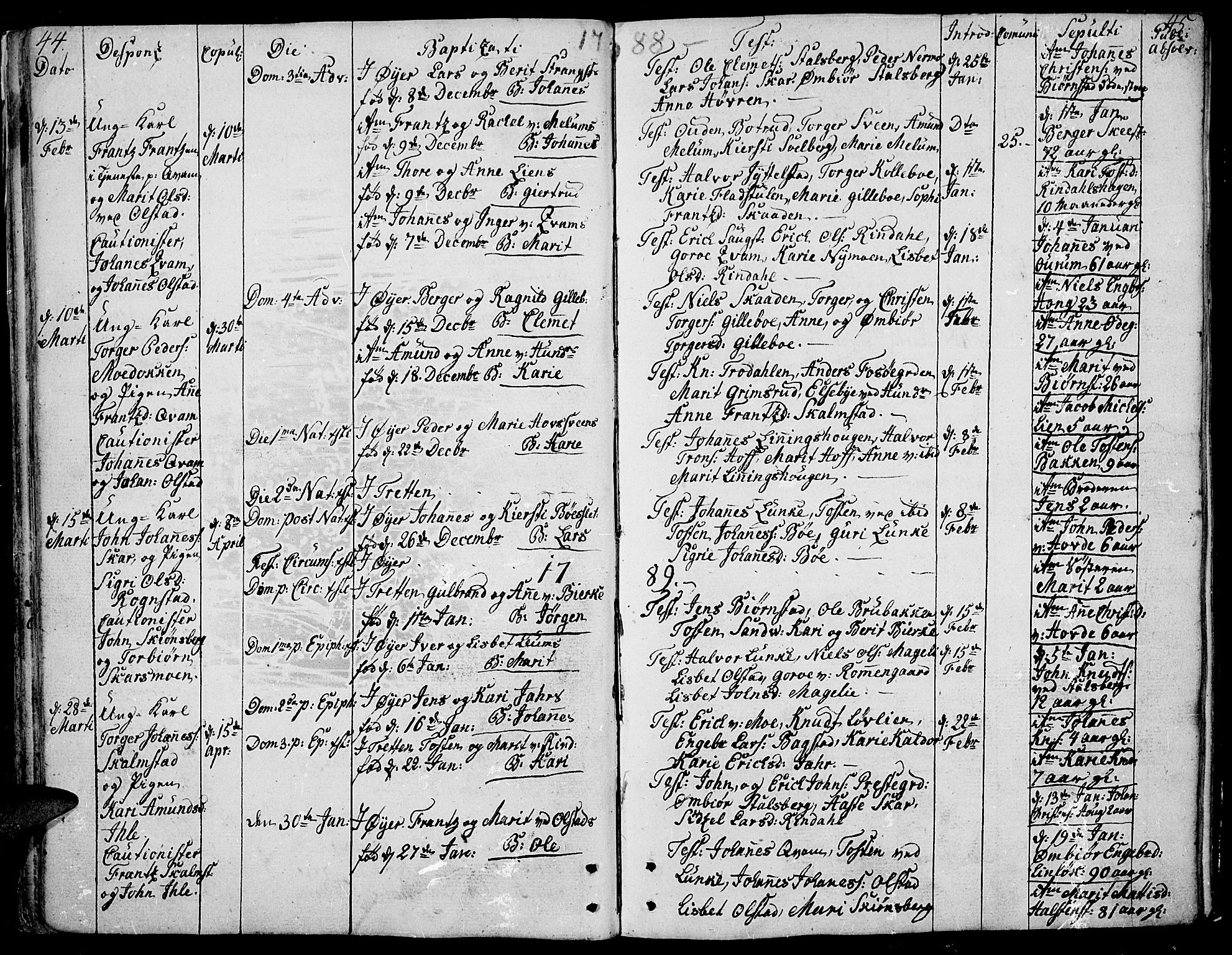 Øyer prestekontor, AV/SAH-PREST-084/H/Ha/Haa/L0003: Parish register (official) no. 3, 1784-1824, p. 44-45