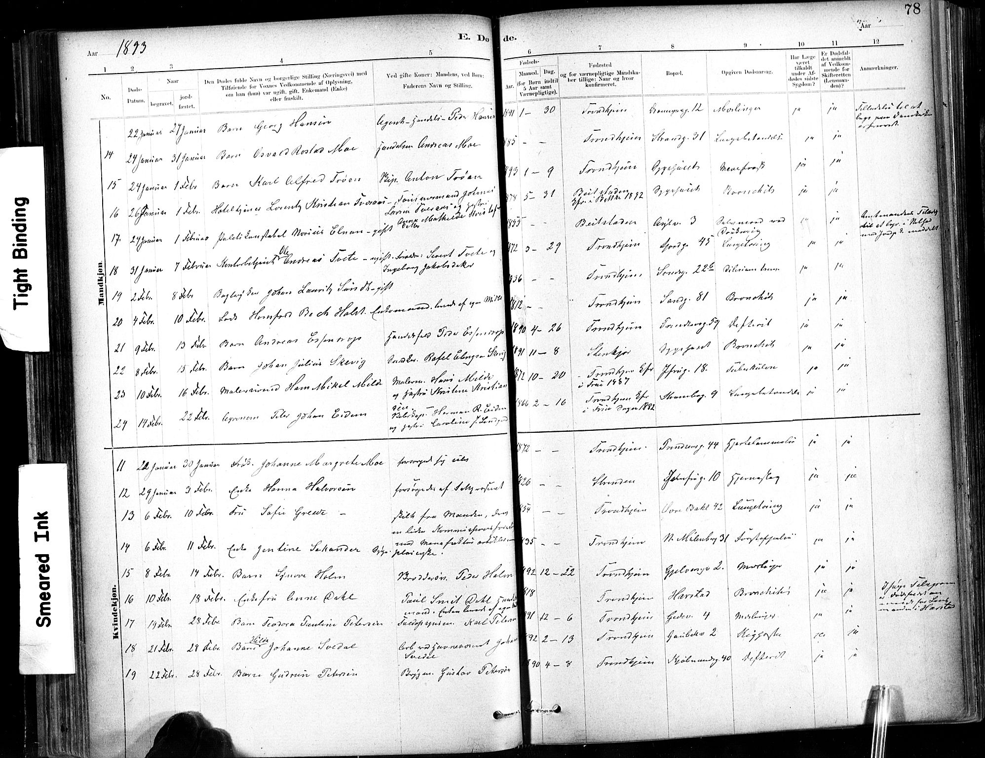 Ministerialprotokoller, klokkerbøker og fødselsregistre - Sør-Trøndelag, SAT/A-1456/602/L0120: Parish register (official) no. 602A18, 1880-1913, p. 78