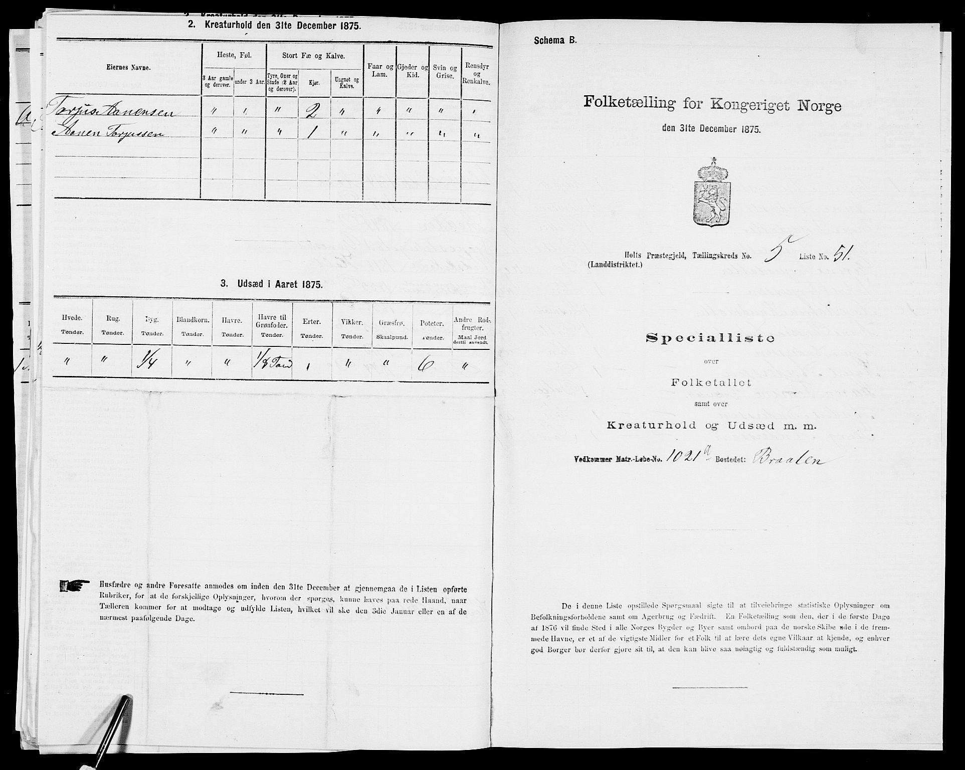 SAK, 1875 census for 0914L Holt/Holt, 1875, p. 634