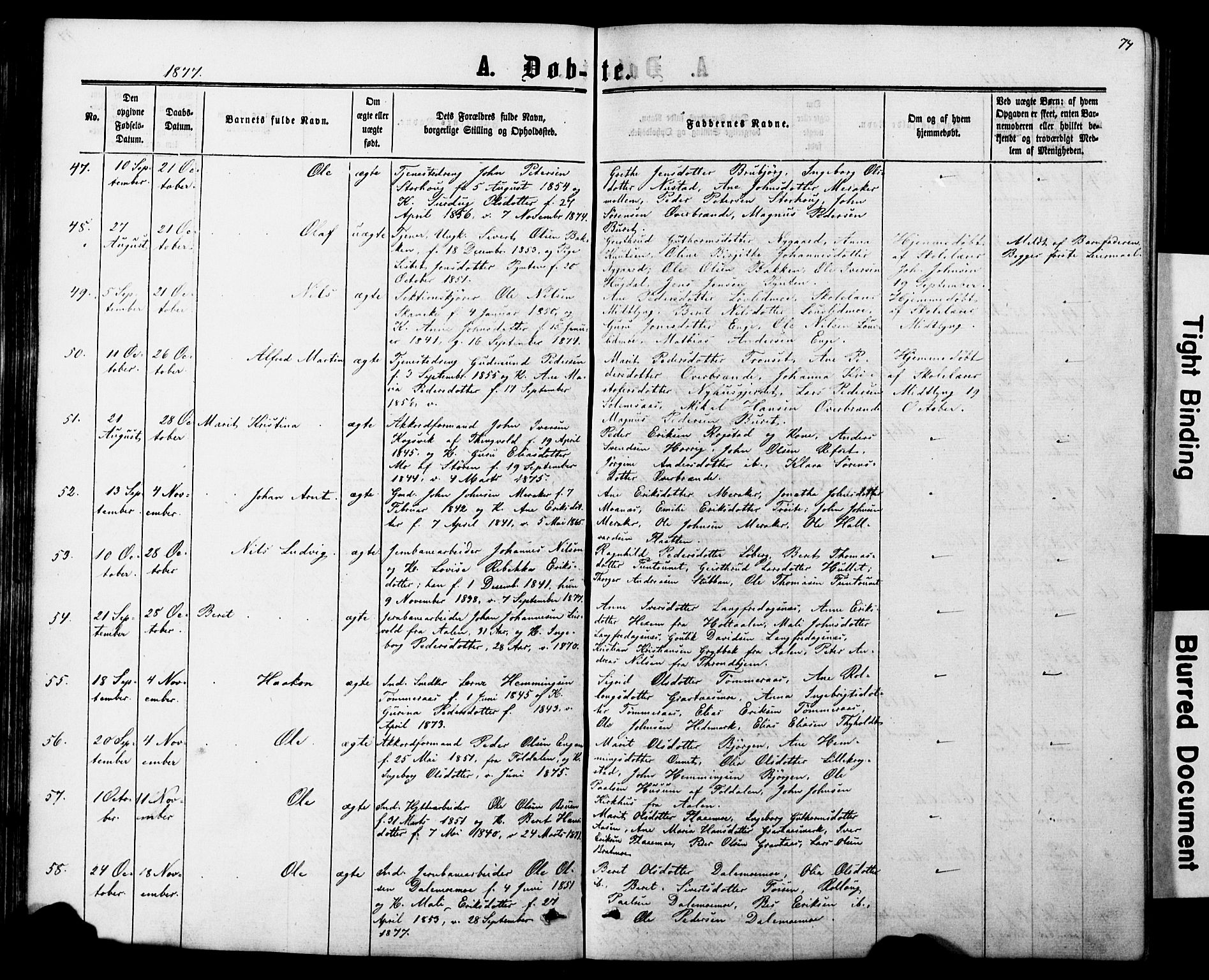 Ministerialprotokoller, klokkerbøker og fødselsregistre - Nord-Trøndelag, SAT/A-1458/706/L0049: Parish register (copy) no. 706C01, 1864-1895, p. 74
