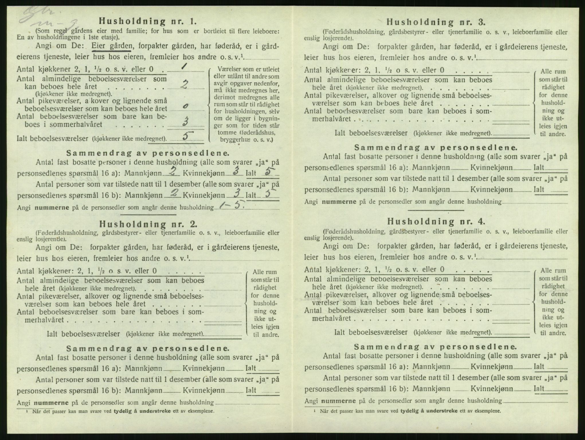 SAT, 1920 census for Nesna, 1920, p. 1054