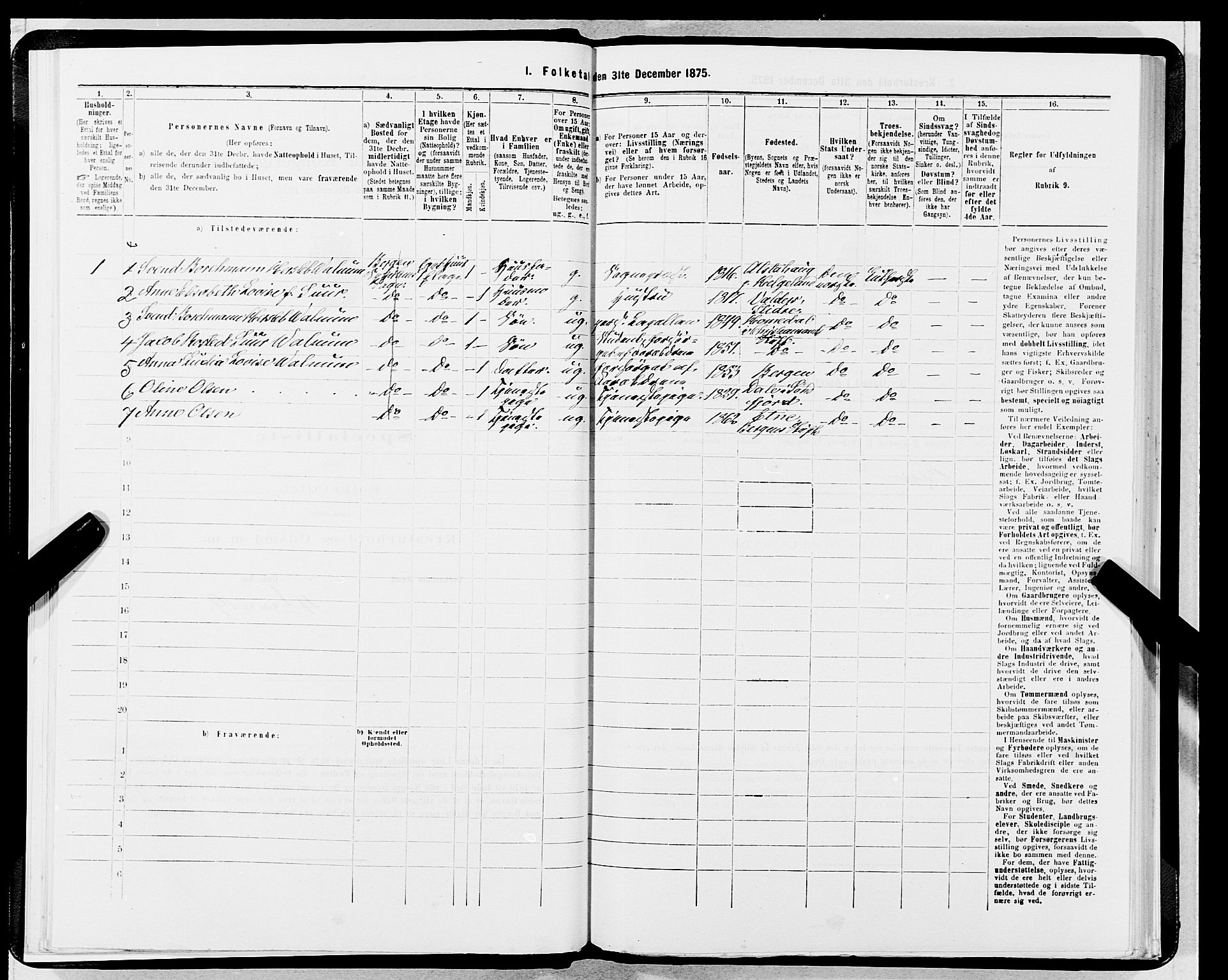 SAB, 1875 census for 1301 Bergen, 1875, p. 691