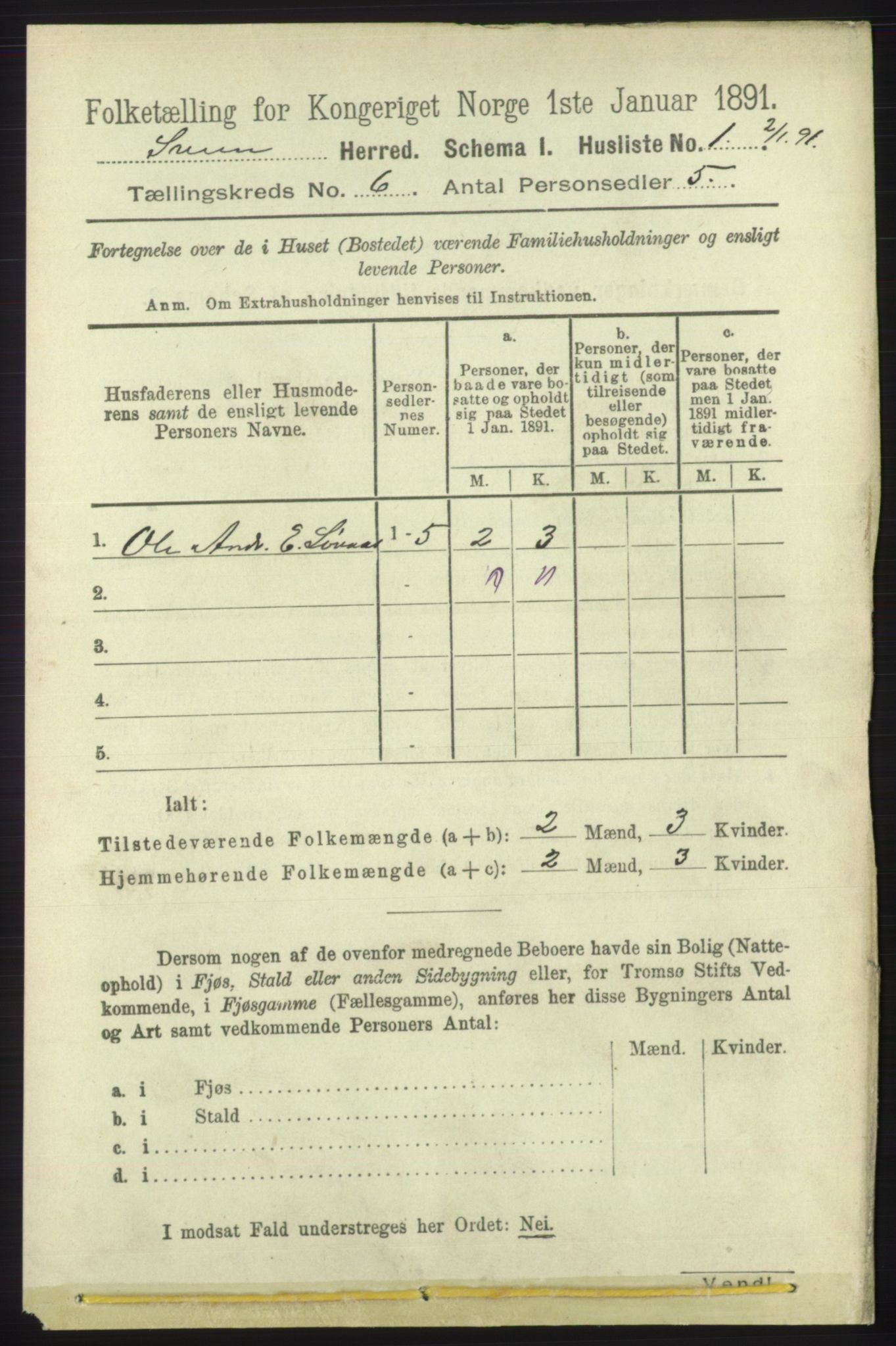 RA, 1891 census for 1216 Sveio, 1891, p. 1675
