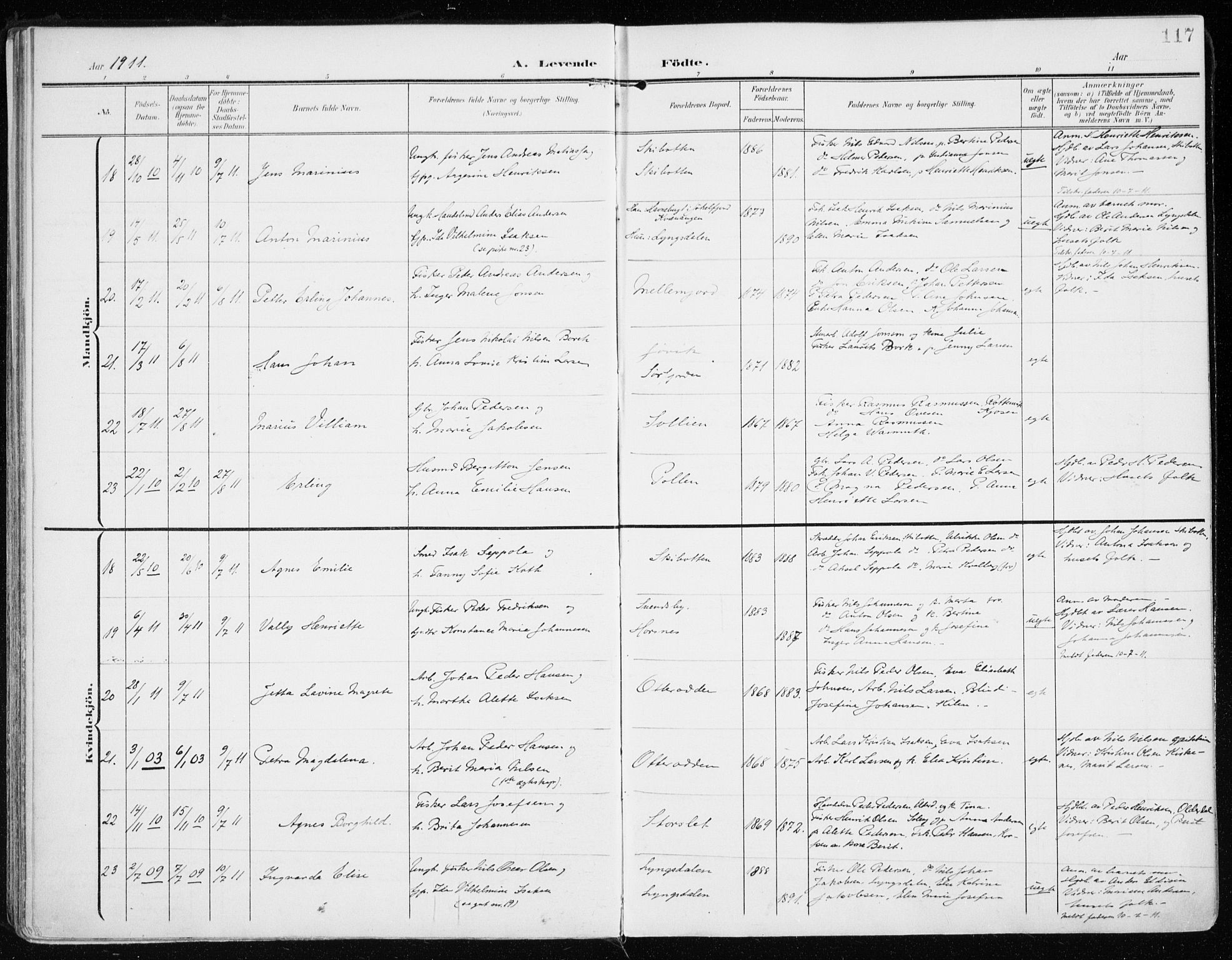Lyngen sokneprestembete, AV/SATØ-S-1289/H/He/Hea/L0011kirke: Parish register (official) no. 11, 1903-1913, p. 117