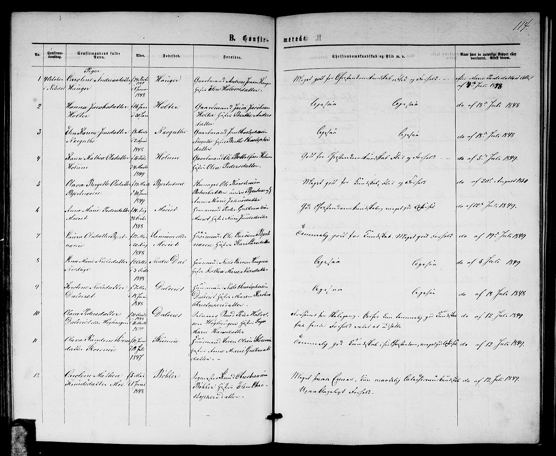 Nittedal prestekontor Kirkebøker, AV/SAO-A-10365a/G/Ga/L0001: Parish register (copy) no. I 1, 1859-1878, p. 114