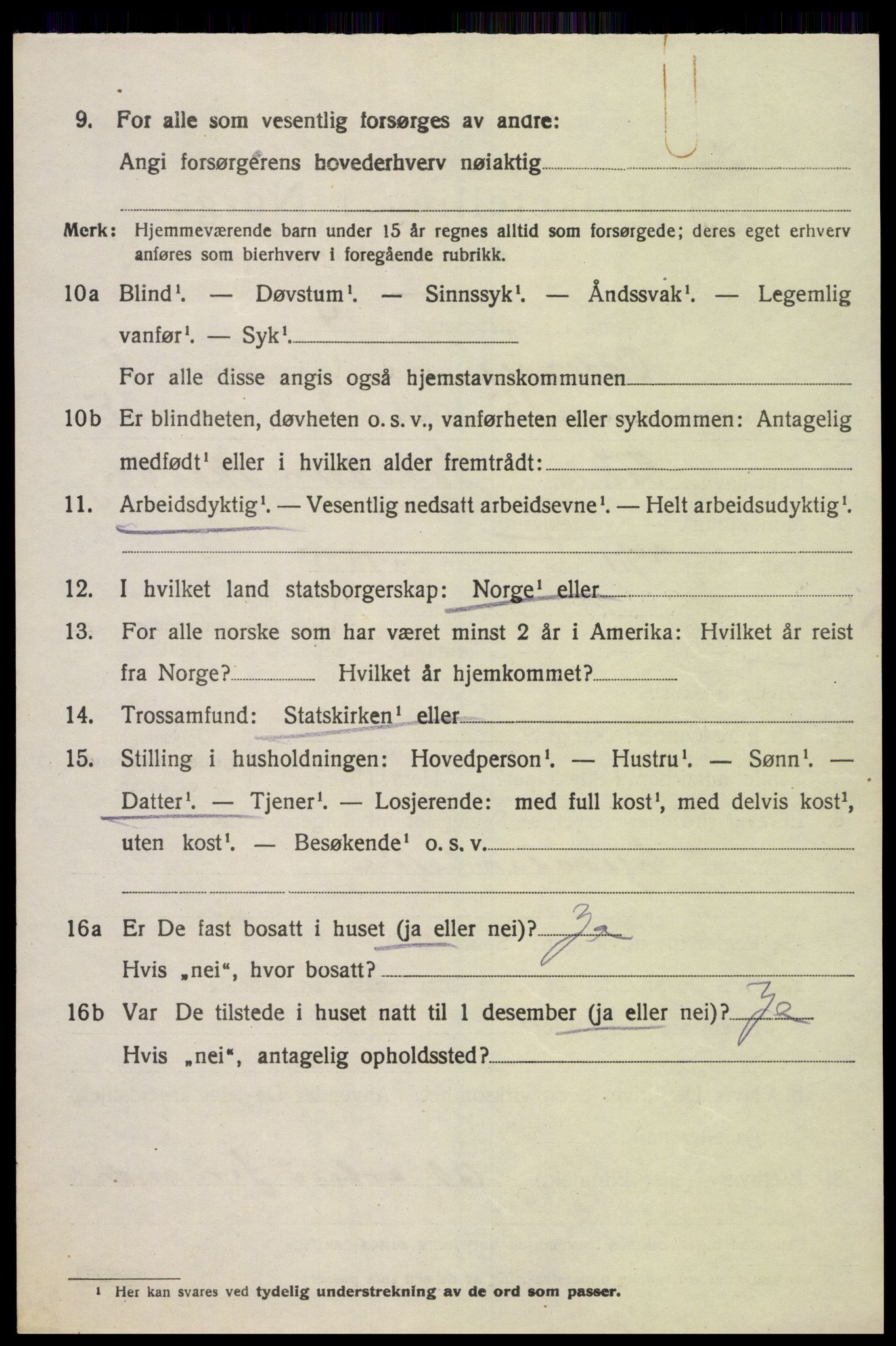 SAK, 1920 census for Oddernes, 1920, p. 2196