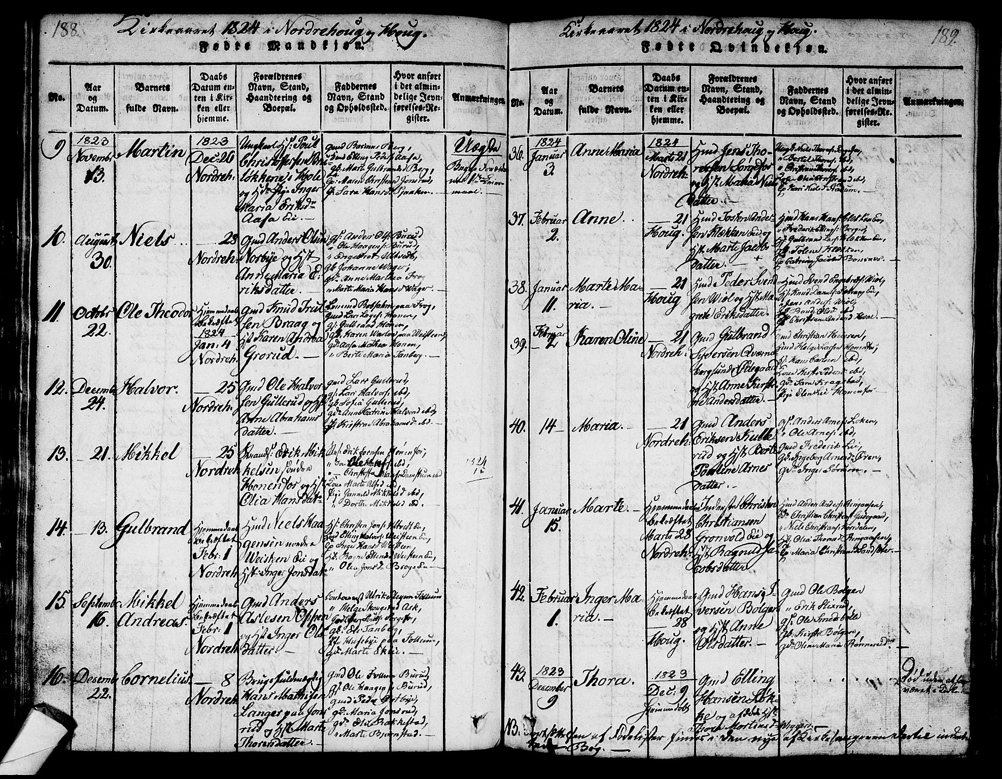 Norderhov kirkebøker, AV/SAKO-A-237/G/Ga/L0003: Parish register (copy) no. I 3 /1, 1814-1876, p. 188-189