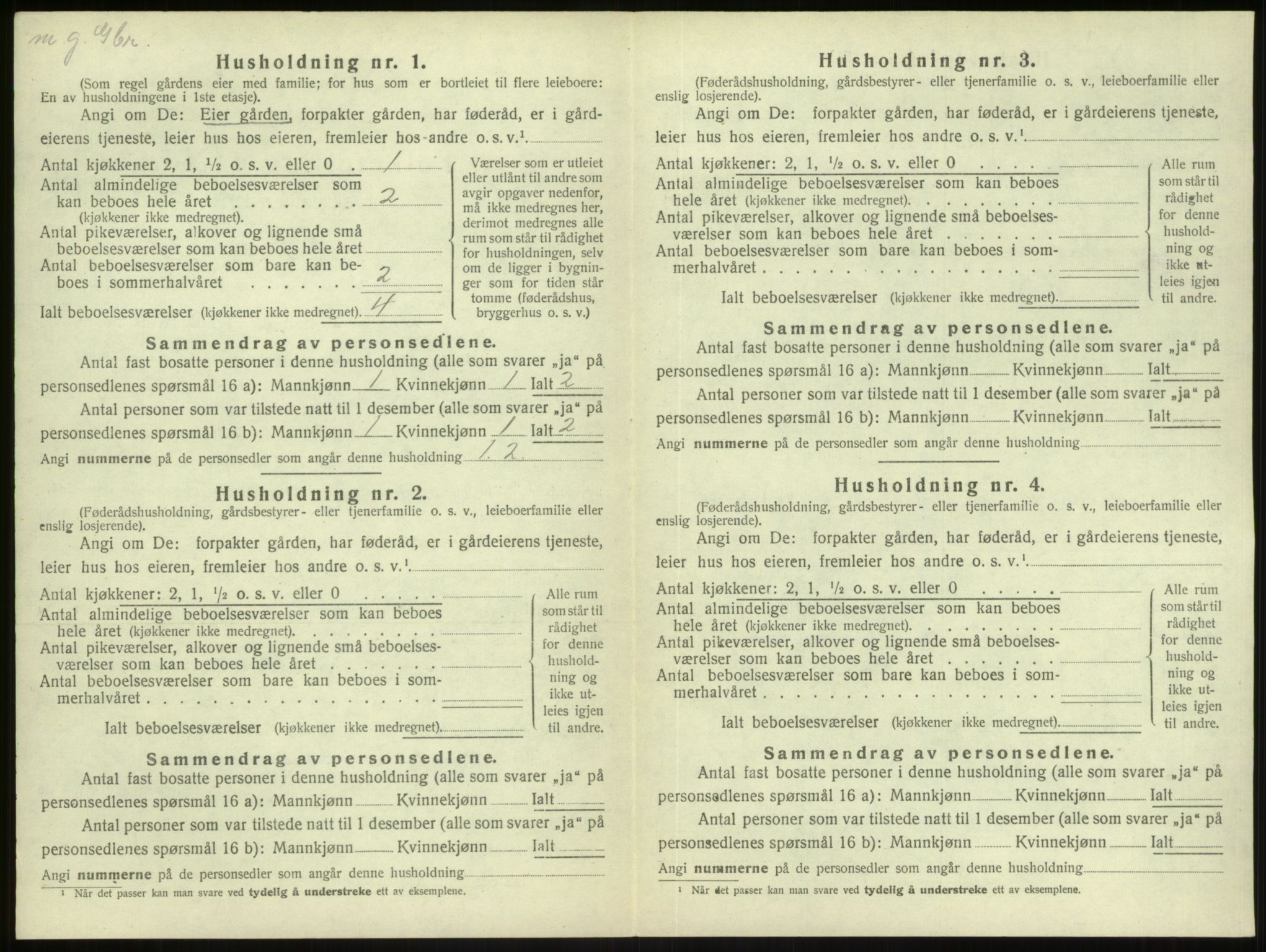 SAB, 1920 census for Gulen, 1920, p. 398