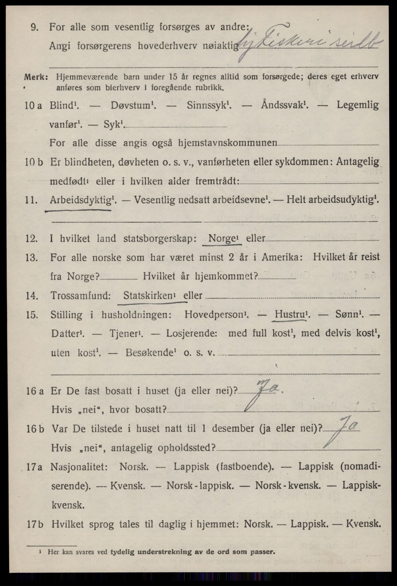 SAT, 1920 census for Ørland, 1920, p. 2534