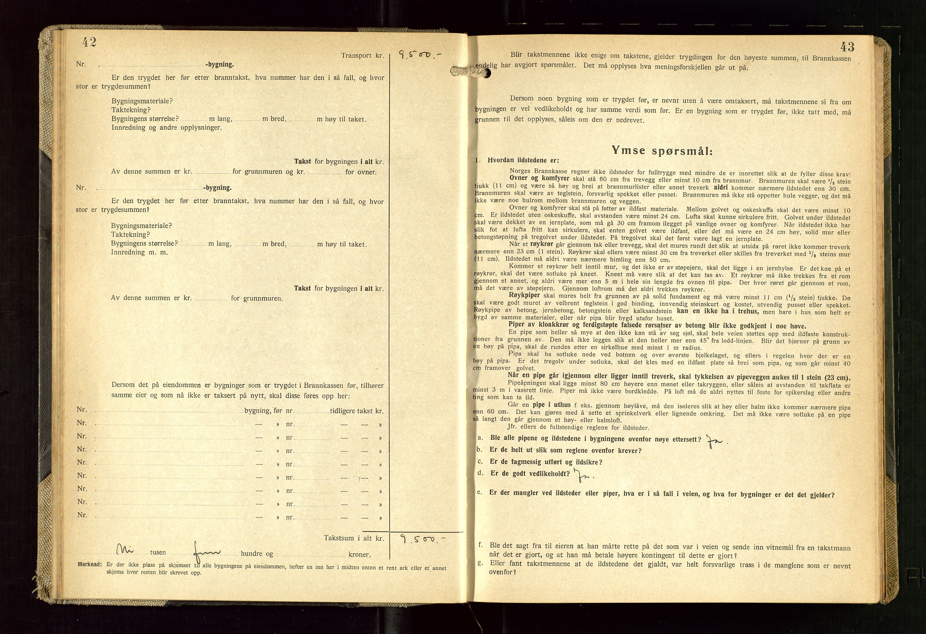 Skudenes lensmannskontor, SAST/A-100444/Gob/L0003: "Brandtakstprotokoll", 1942-1954, p. 42-43