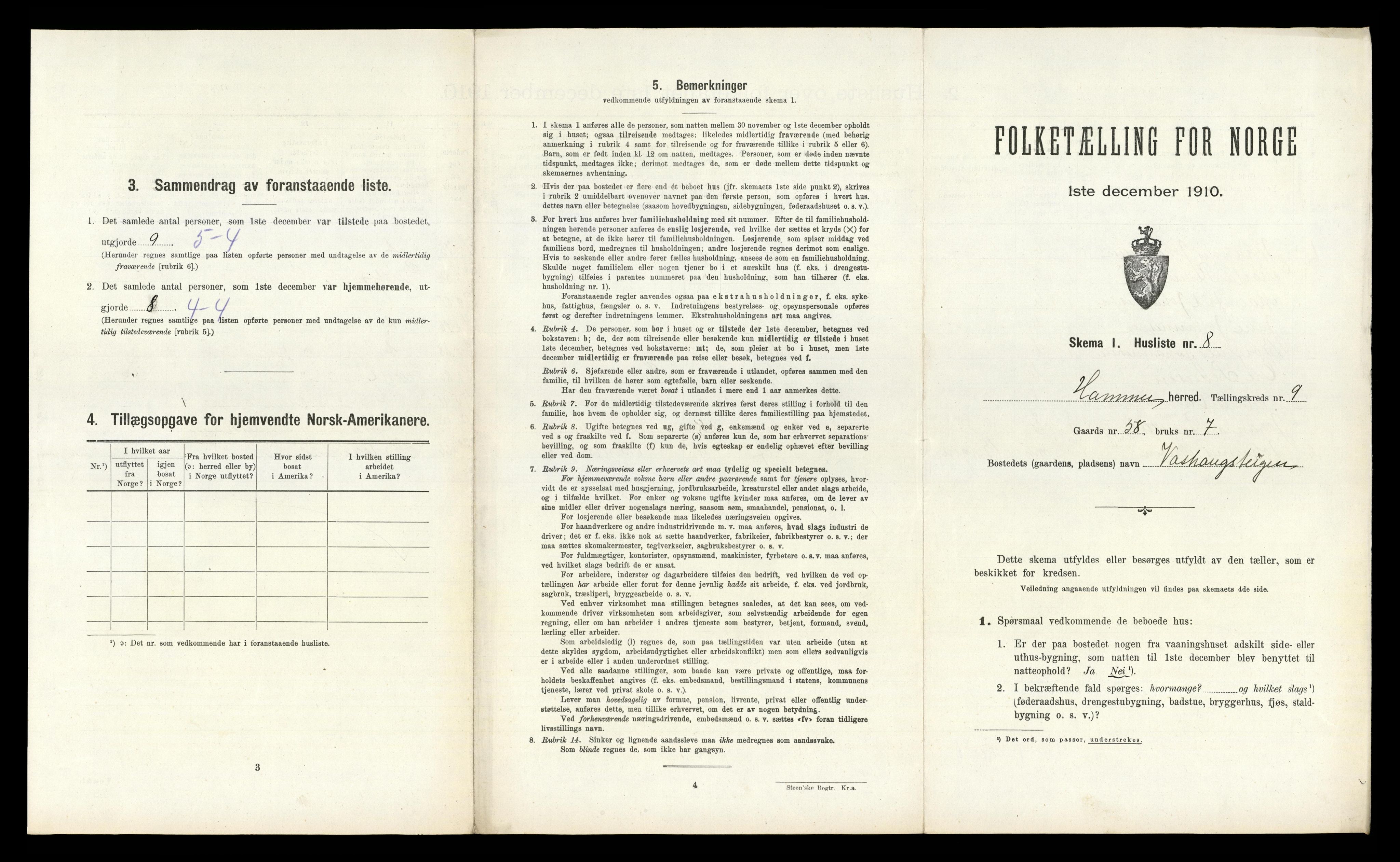 RA, 1910 census for Hamre, 1910, p. 666