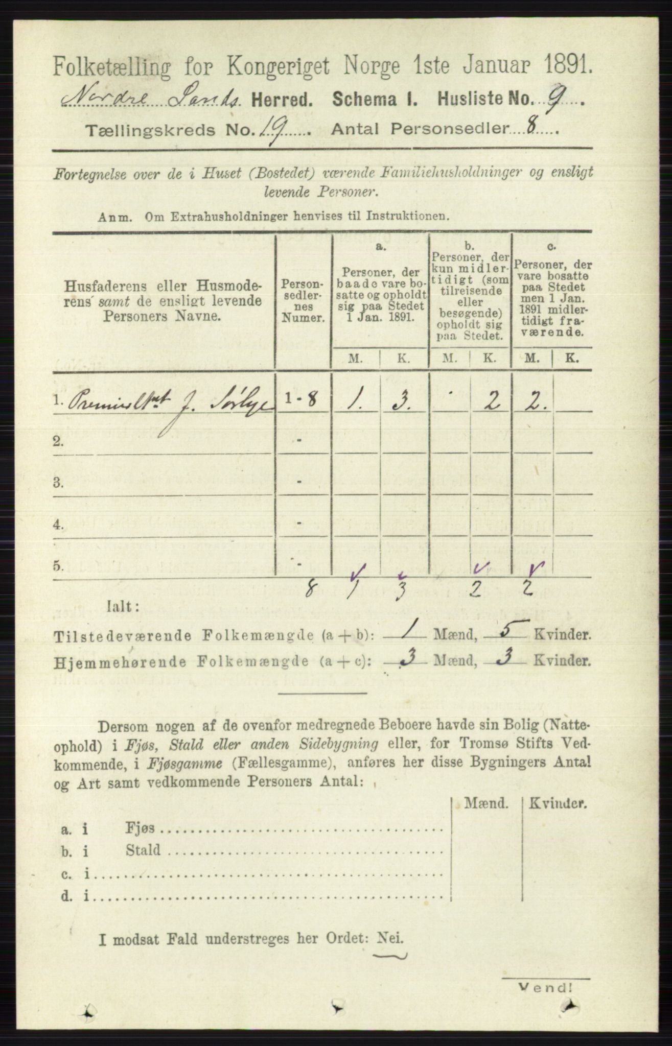 RA, 1891 census for 0538 Nordre Land, 1891, p. 4602