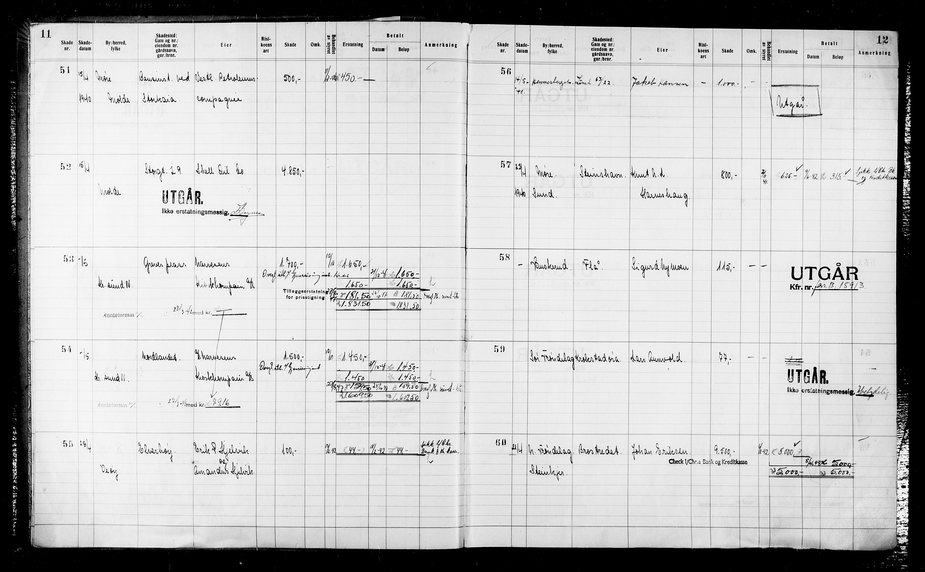 Krigsskadetrygdene for bygninger og løsøre, RA/S-1548/V/L0043: Bygning, ikke trygdet., 1940-1945, p. 11-12