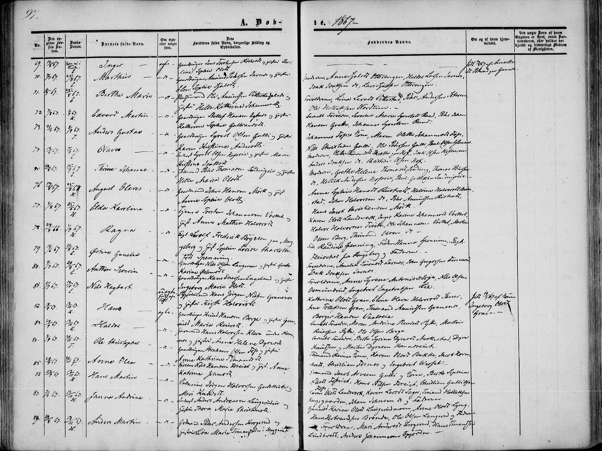 Sandsvær kirkebøker, AV/SAKO-A-244/F/Fa/L0006: Parish register (official) no. I 6, 1857-1868, p. 97